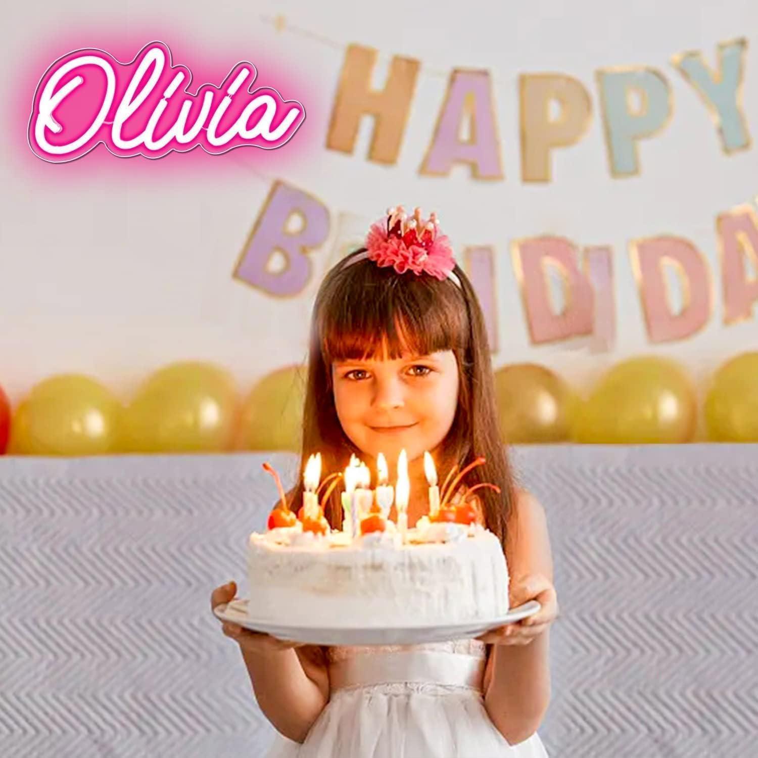 Letrero de Neón LED Personalizable Olivia 30x13 cm Rosa