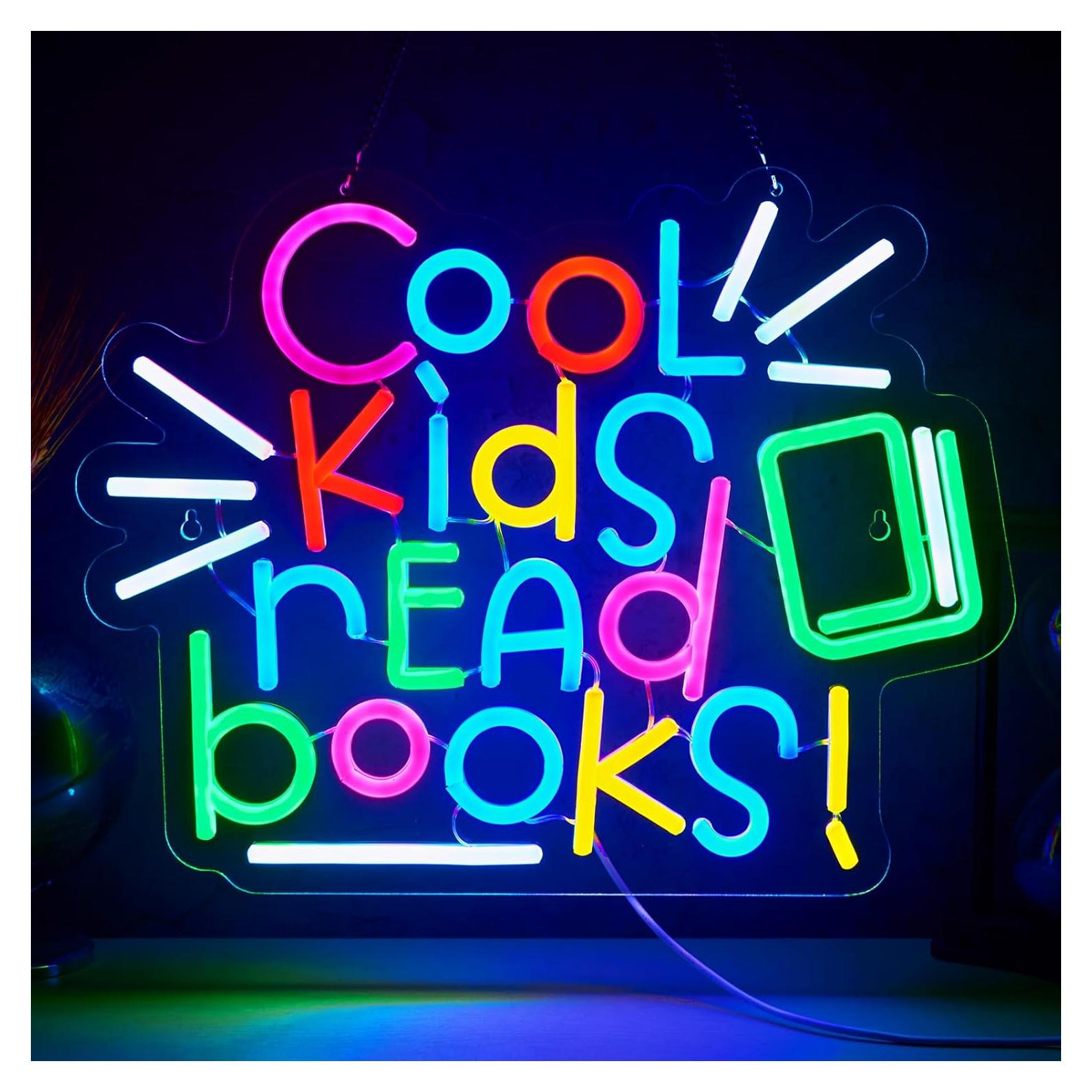 Letrero Neón LED Jimeva 'Los Niños Geniales Leen Libros' 41x32cm