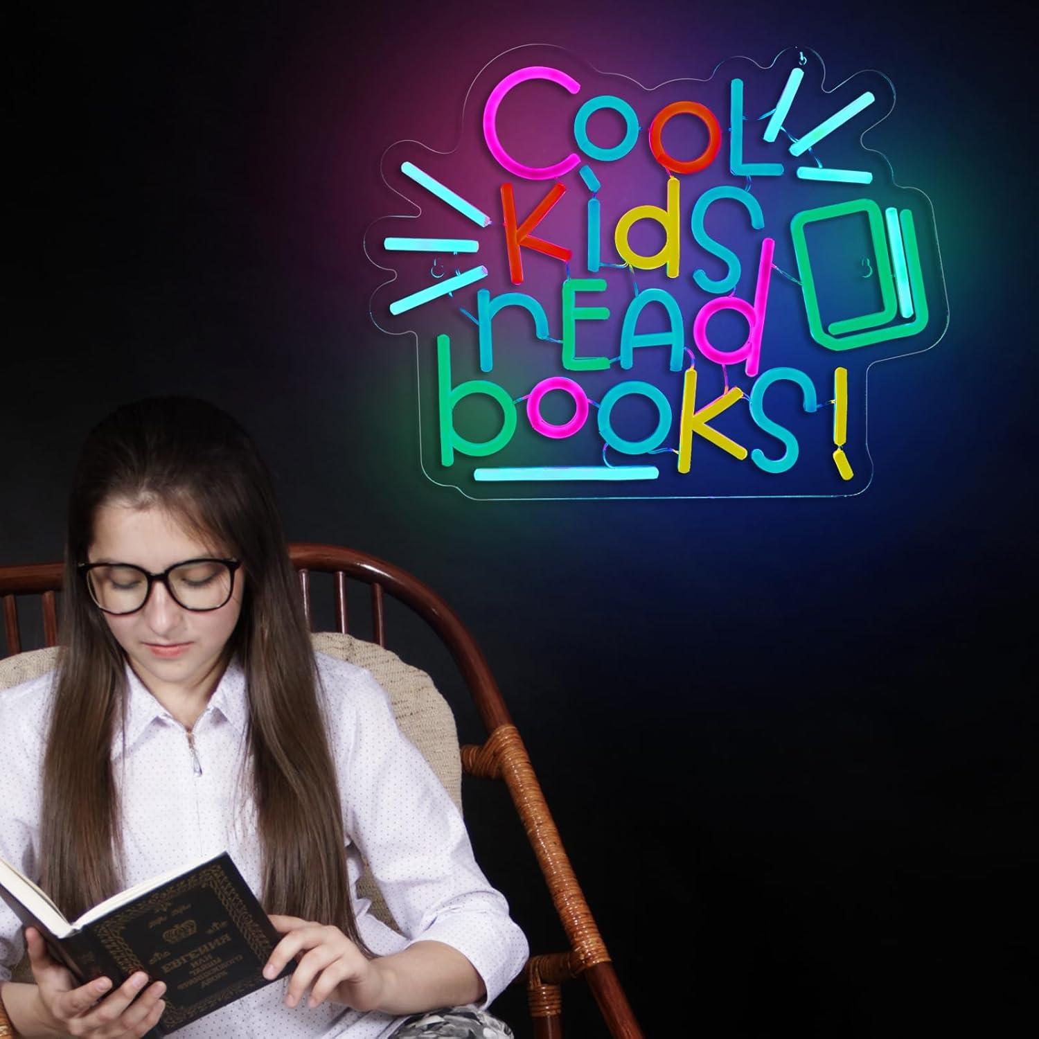 Letrero Neón LED Jimeva 'Los Niños Geniales Leen Libros' 41x32cm