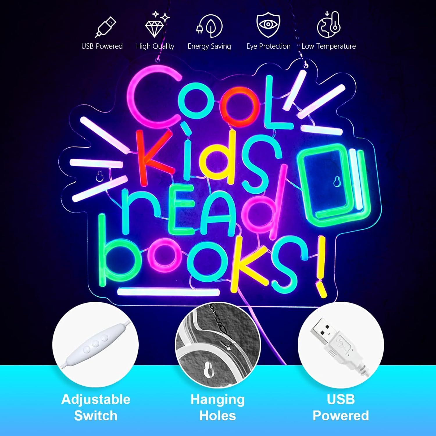 Letrero Neón LED Jimeva 'Los Niños Geniales Leen Libros' 41x32cm