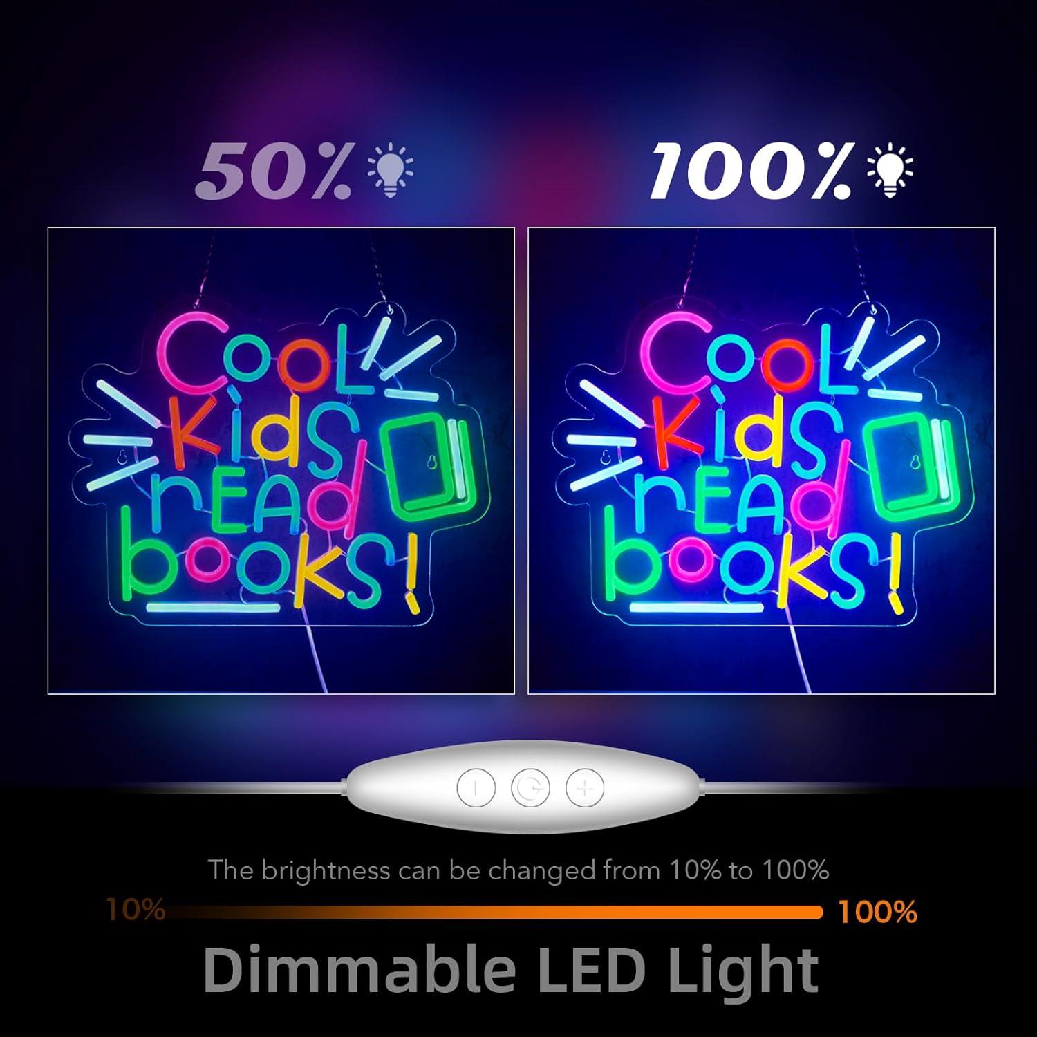 Letrero Neón LED Jimeva 'Los Niños Geniales Leen Libros' 41x32cm