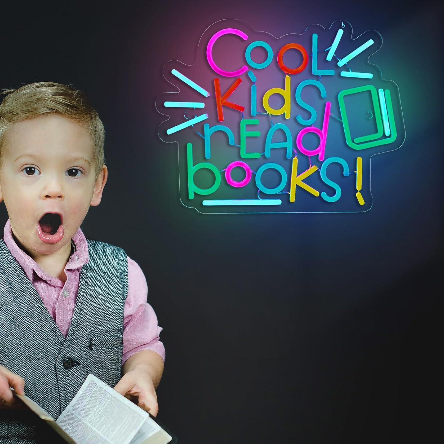 Letrero Neón LED Jimeva 'Los Niños Geniales Leen Libros' 41x32cm