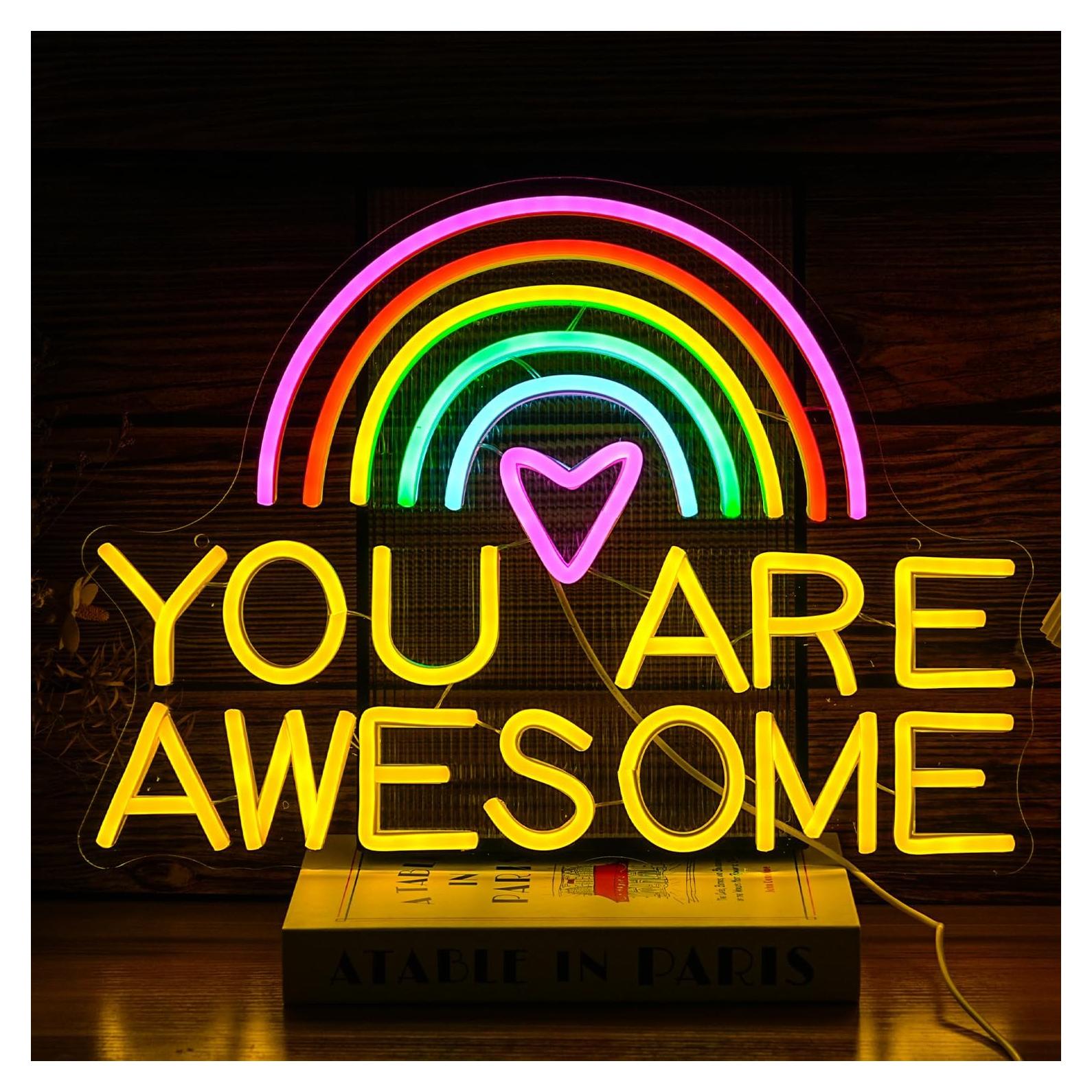 Letrero Neón Eres Asombroso LED Multicolor 42x31 cm USB