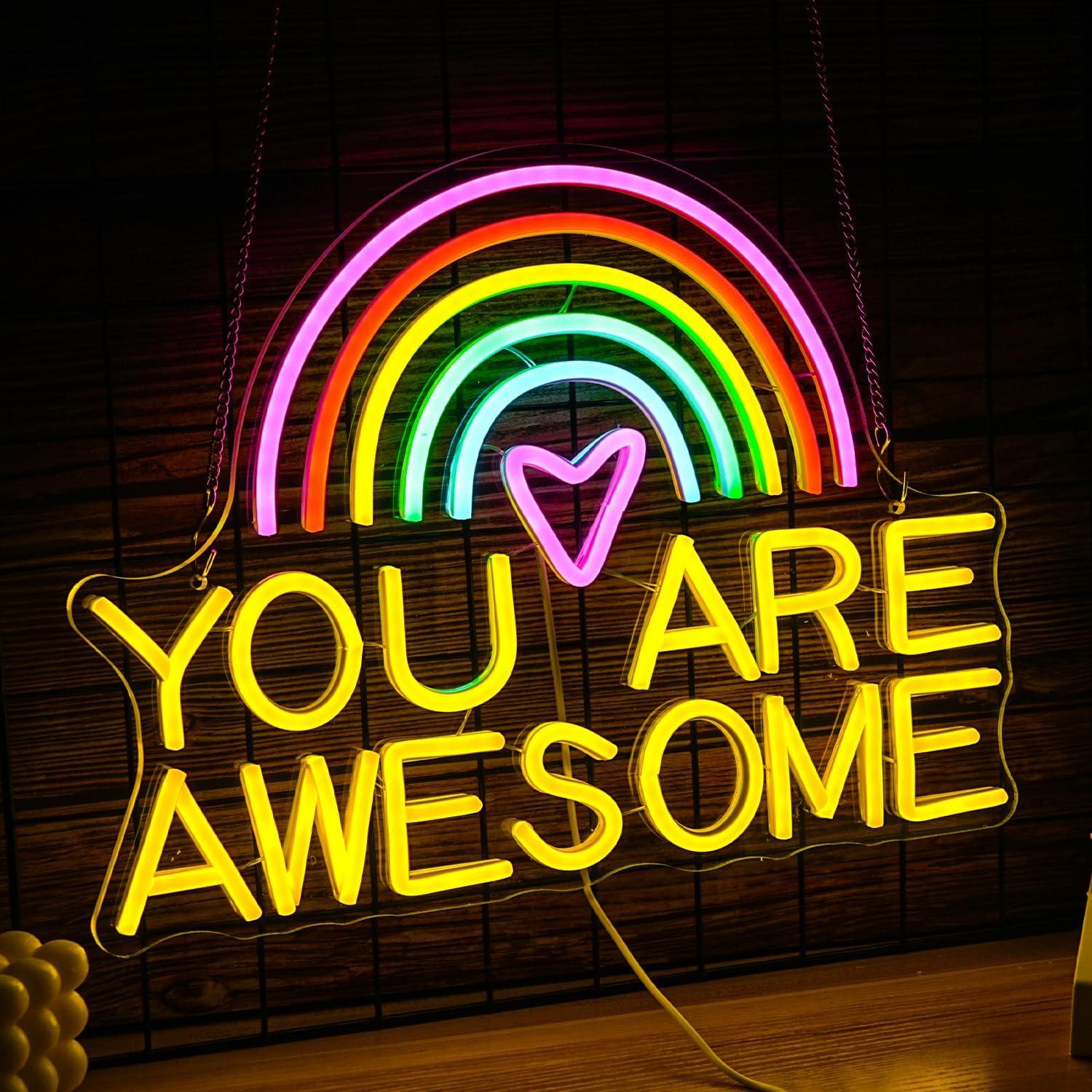 Letrero Neón Eres Asombroso LED Multicolor 42x31 cm USB