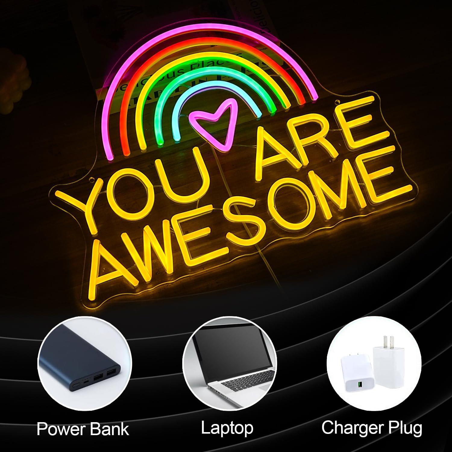 Letrero Neón Eres Asombroso LED Multicolor 42x31 cm USB