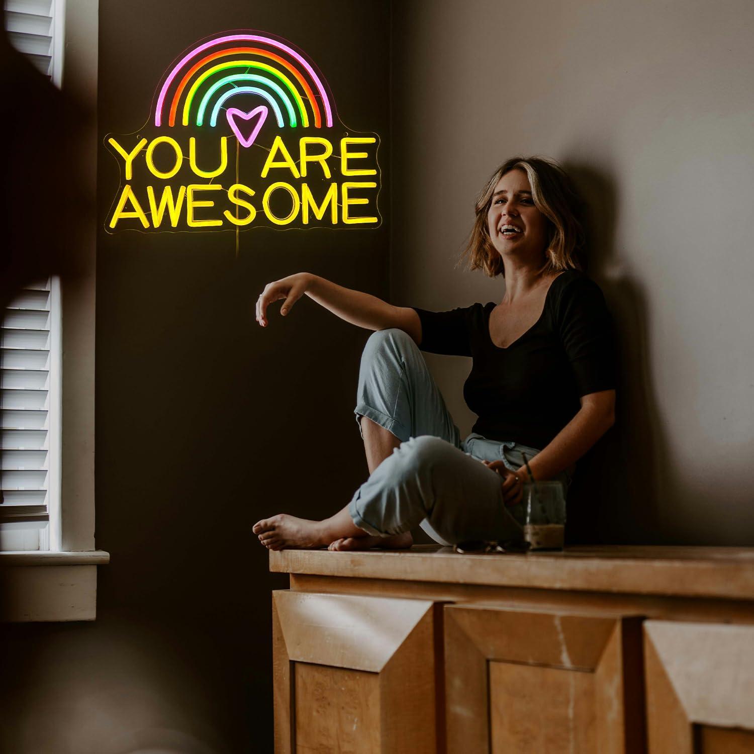 Letrero Neón Eres Asombroso LED Multicolor 42x31 cm USB