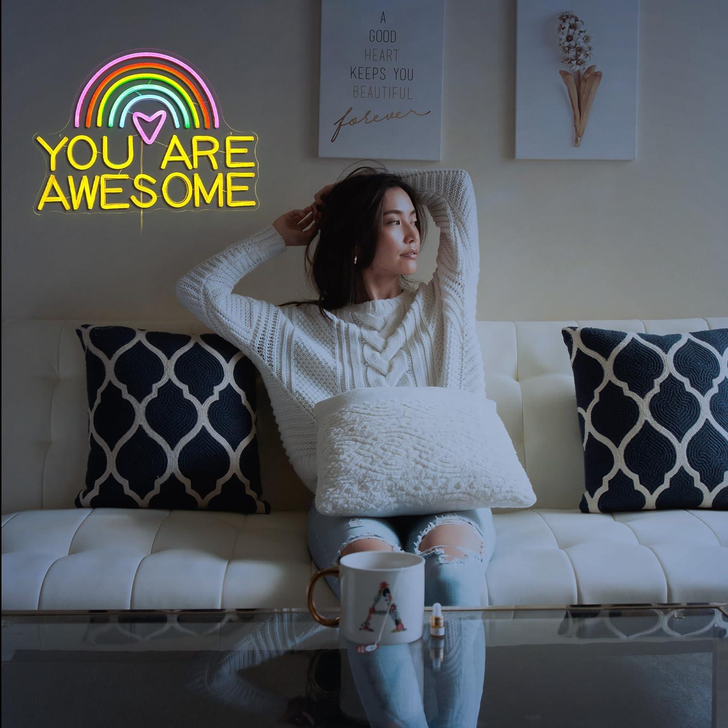 Letrero Neón Eres Asombroso LED Multicolor 42x31 cm USB