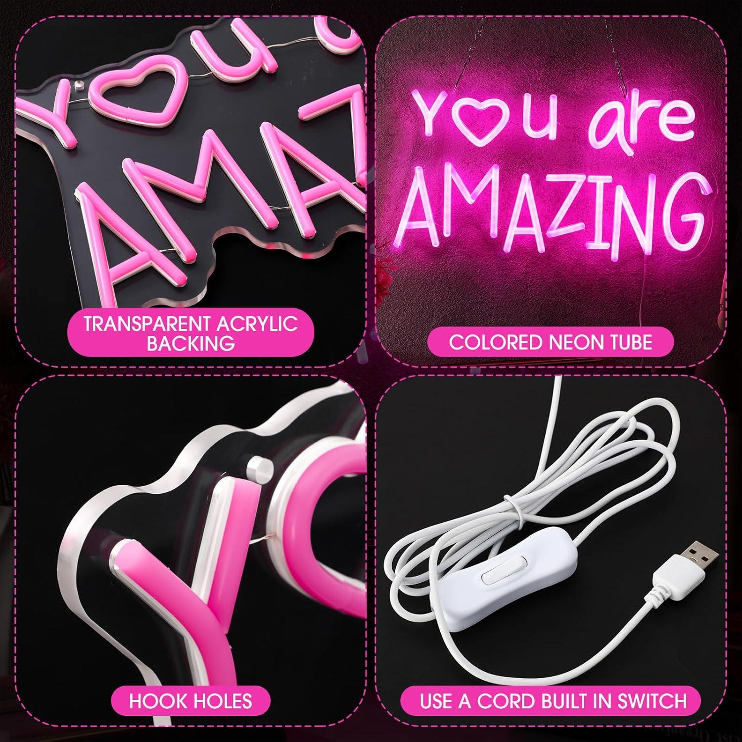 Letrero de Luz de Neón LED Rosa Retisee Eres Increíble 38x22cm