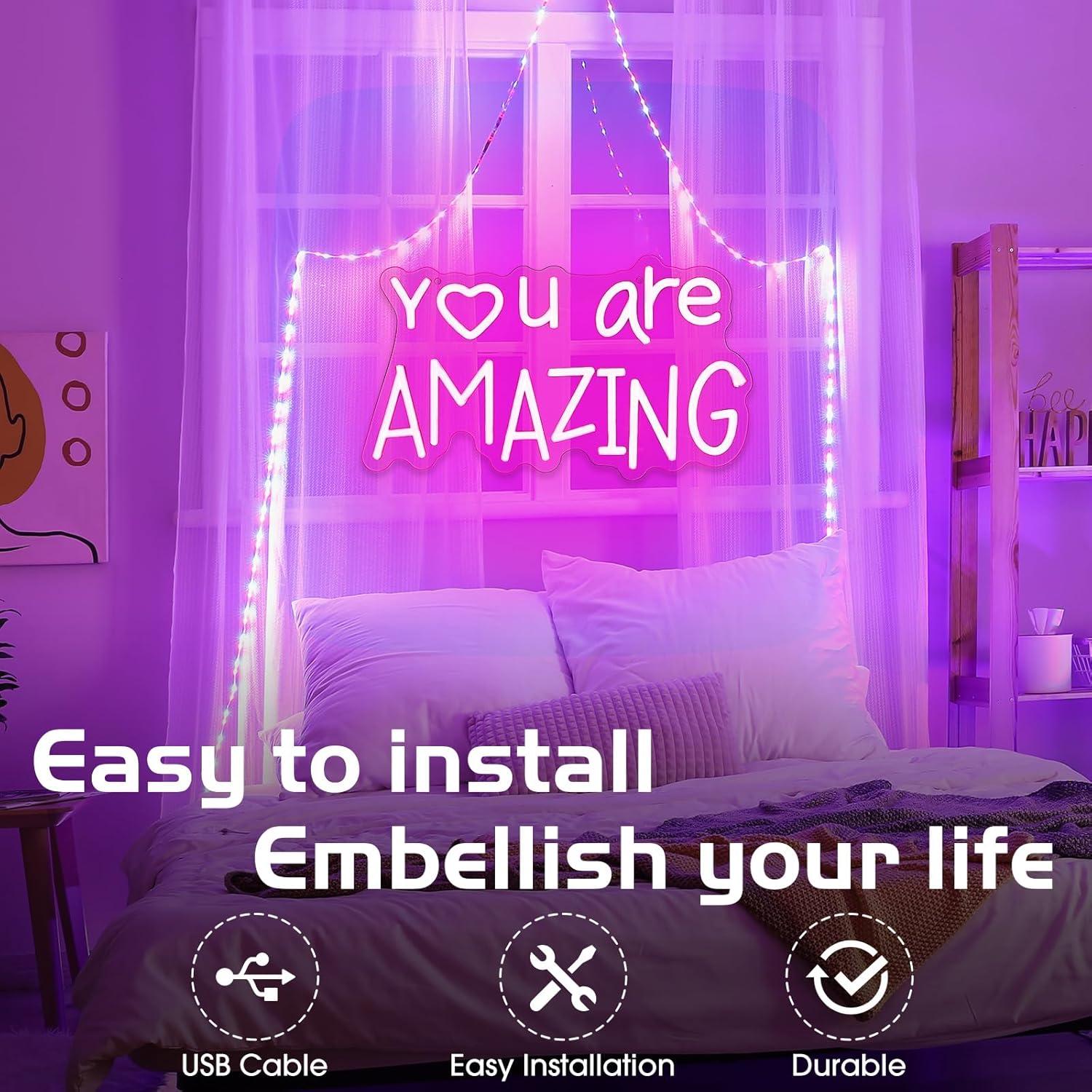 Letrero de Luz de Neón LED Rosa Retisee Eres Increíble 38x22cm