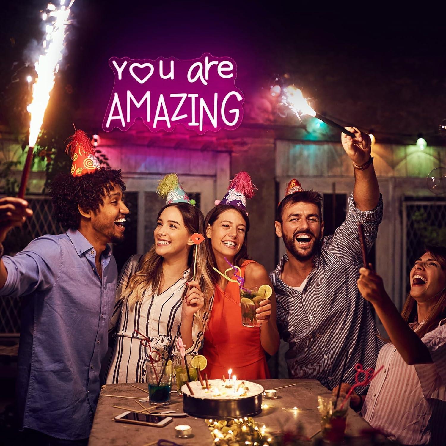 Letrero de Luz de Neón LED Rosa Retisee Eres Increíble 38x22cm