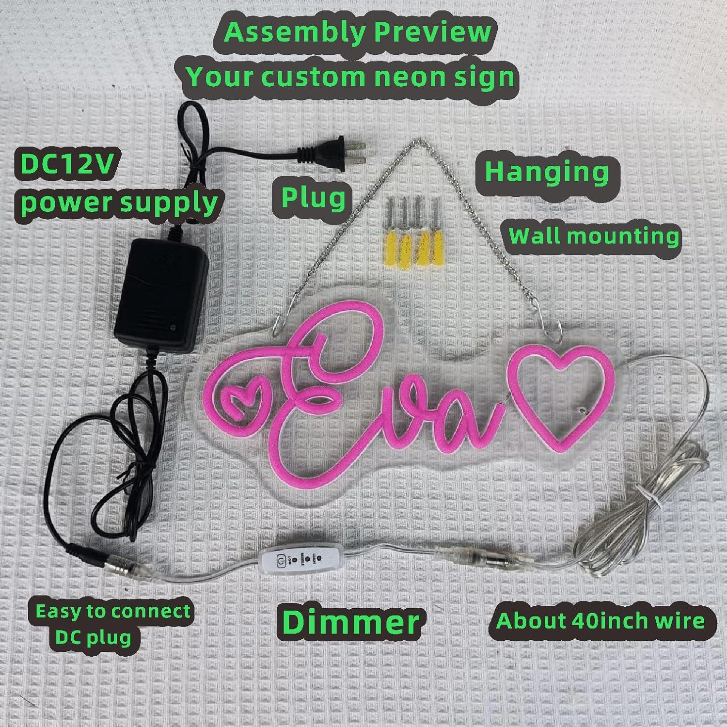 Letrero de Neón Personalizado YOSLEDUP 25-152 cm LED Decorativo