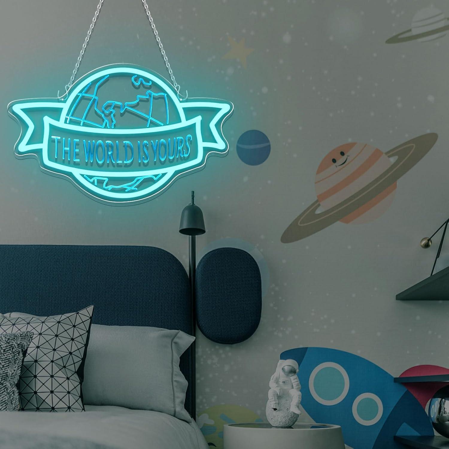 Letrero Neón LED El Mundo Es Tuyo 40x24.4 cm Gevbay