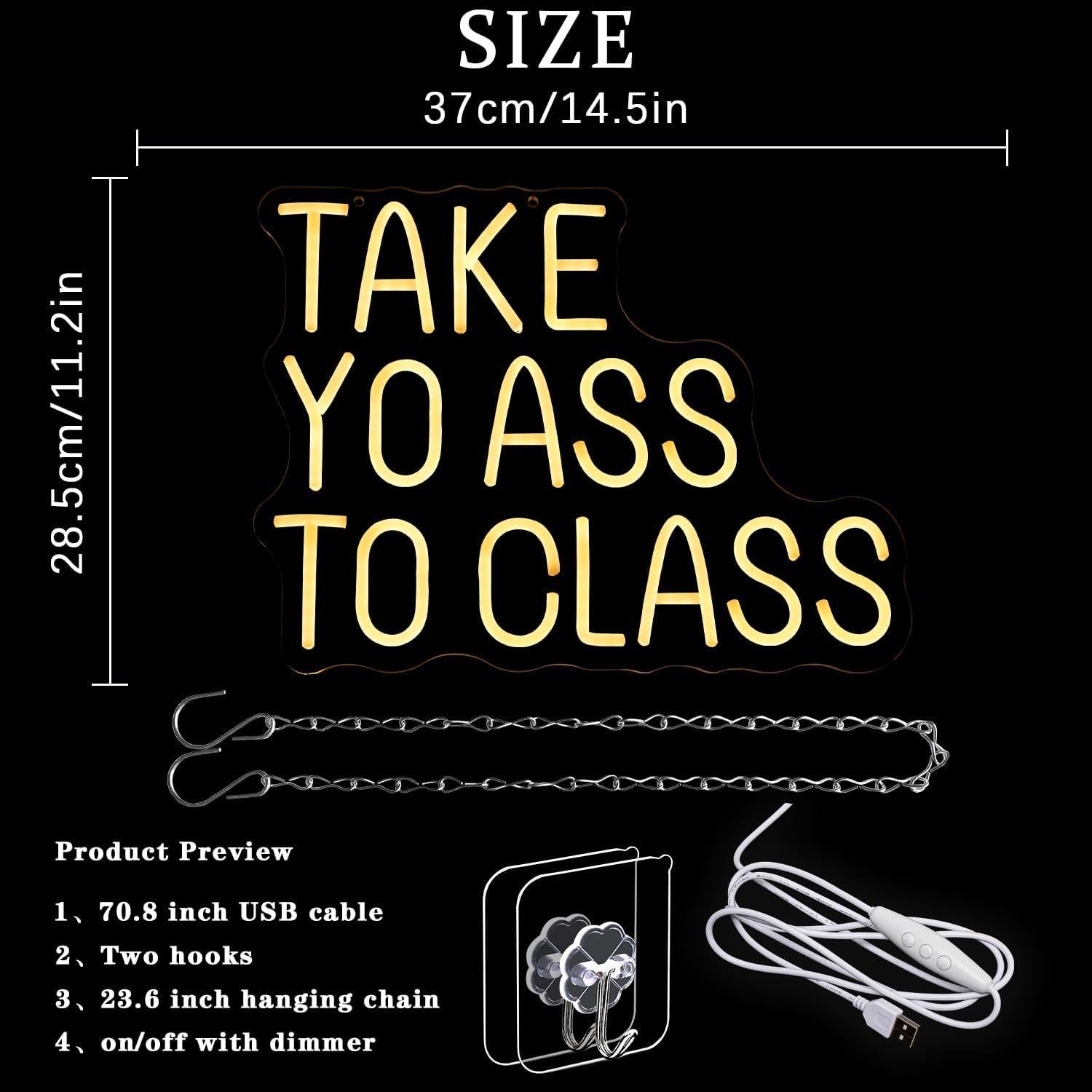 Luz de Neón LED Take Yo Ass To Class 37x28 cm para Aula