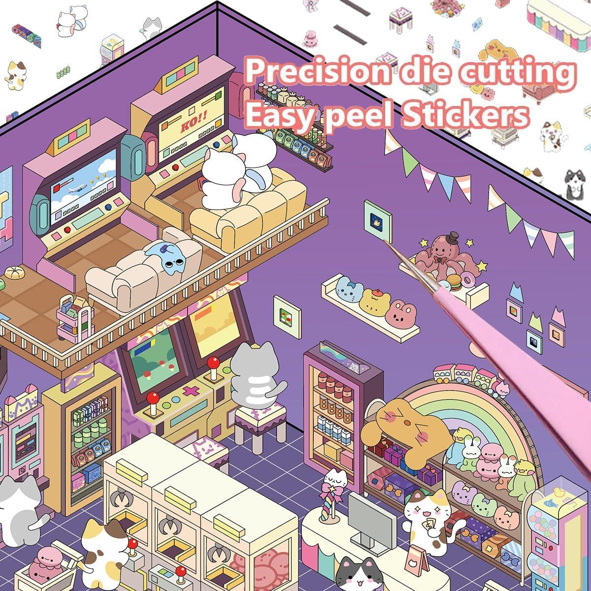 4 Sets Stickers 3D DIY FAAFRW Animales Caricatura Rosa