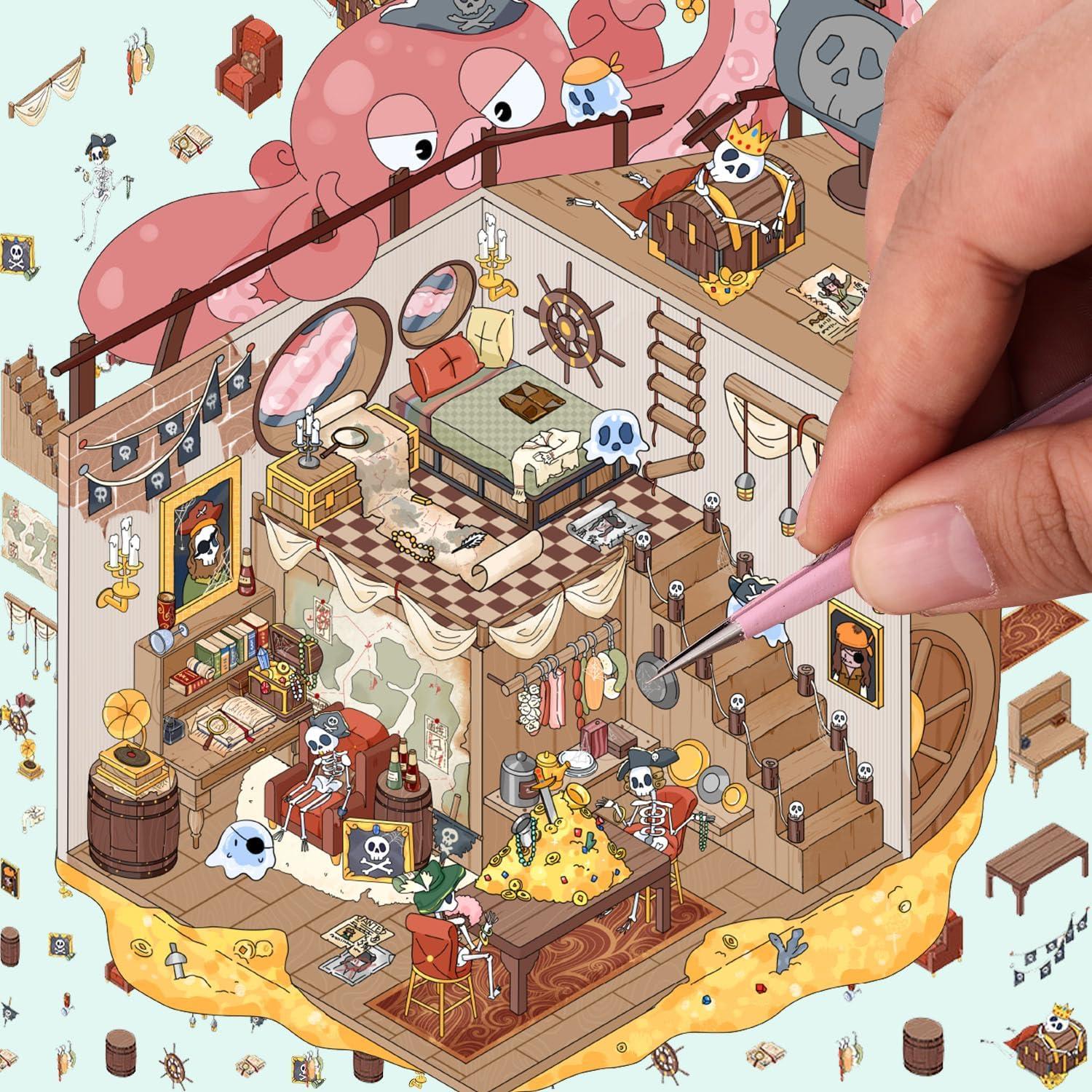 4 Sets Stickers 3D DIY FAAFRW Animales Caricatura Rosa