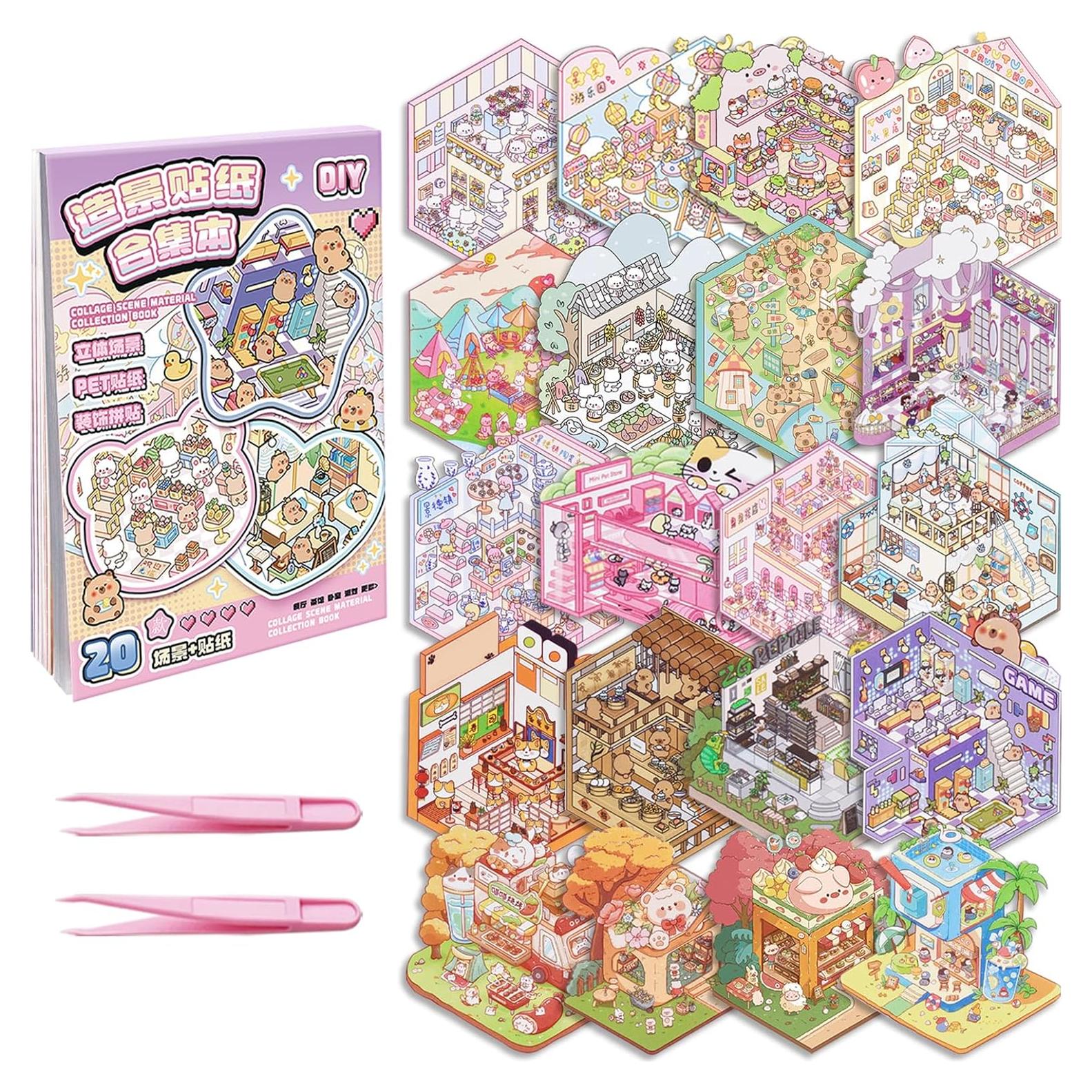 Libro de Pegatinas 3D GUBEARE - 20 Conjuntos Creativos