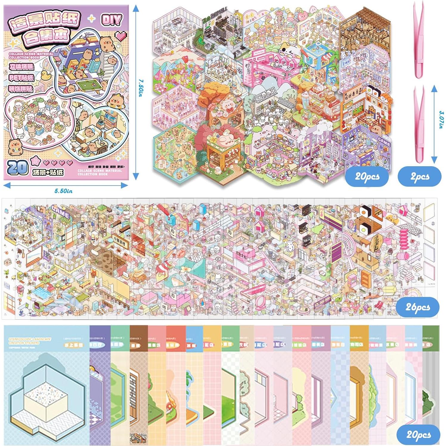 Libro de Pegatinas 3D GUBEARE - 20 Conjuntos Creativos