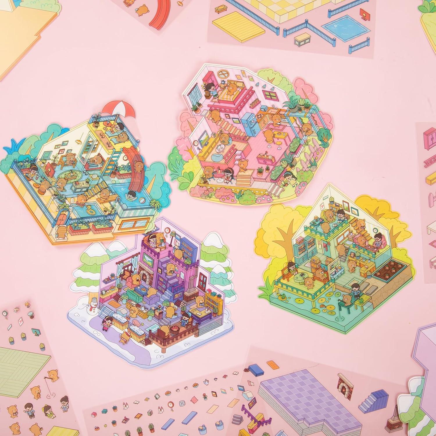 Pegatinas 3D DIY VAIOZXE - Set de 4 Escenas de Animales