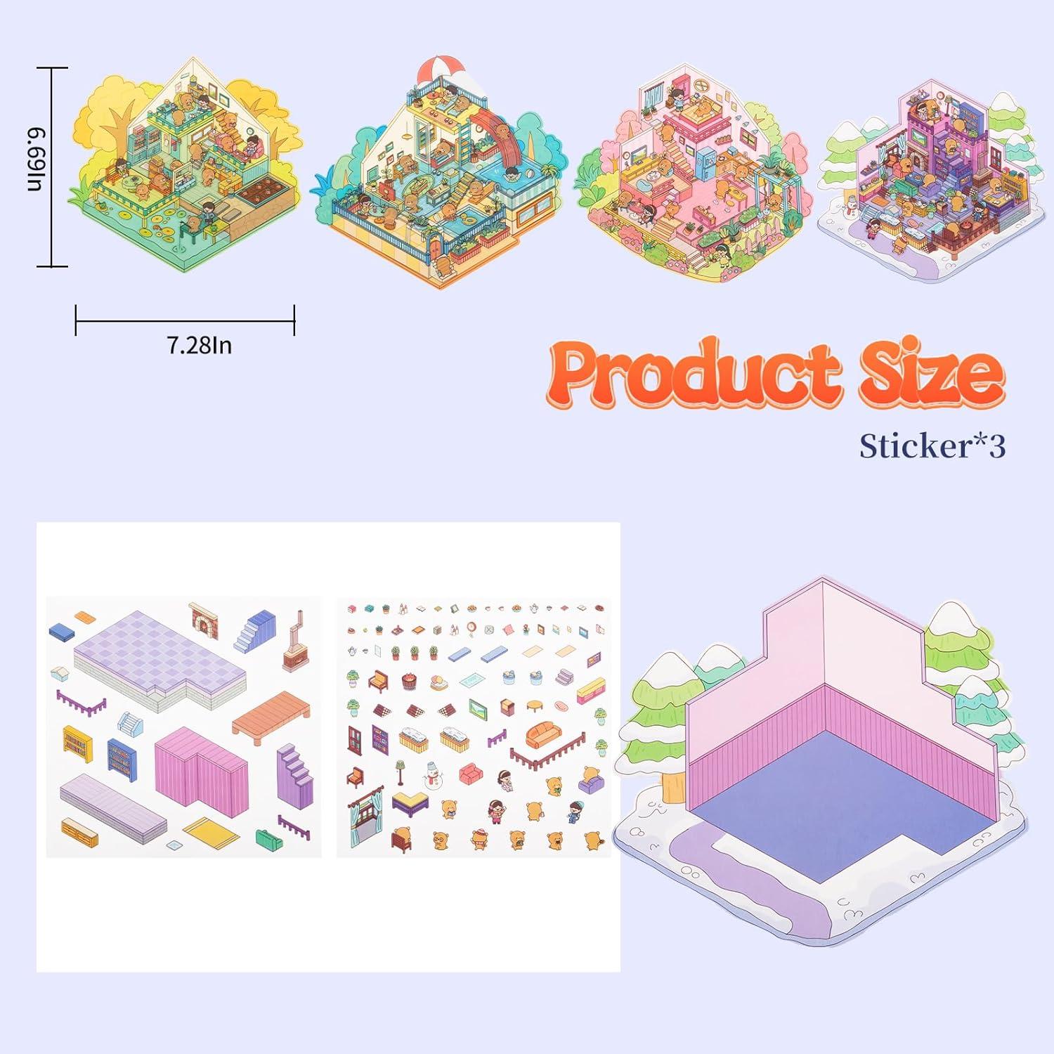 Pegatinas 3D DIY VAIOZXE - Set de 4 Escenas de Animales