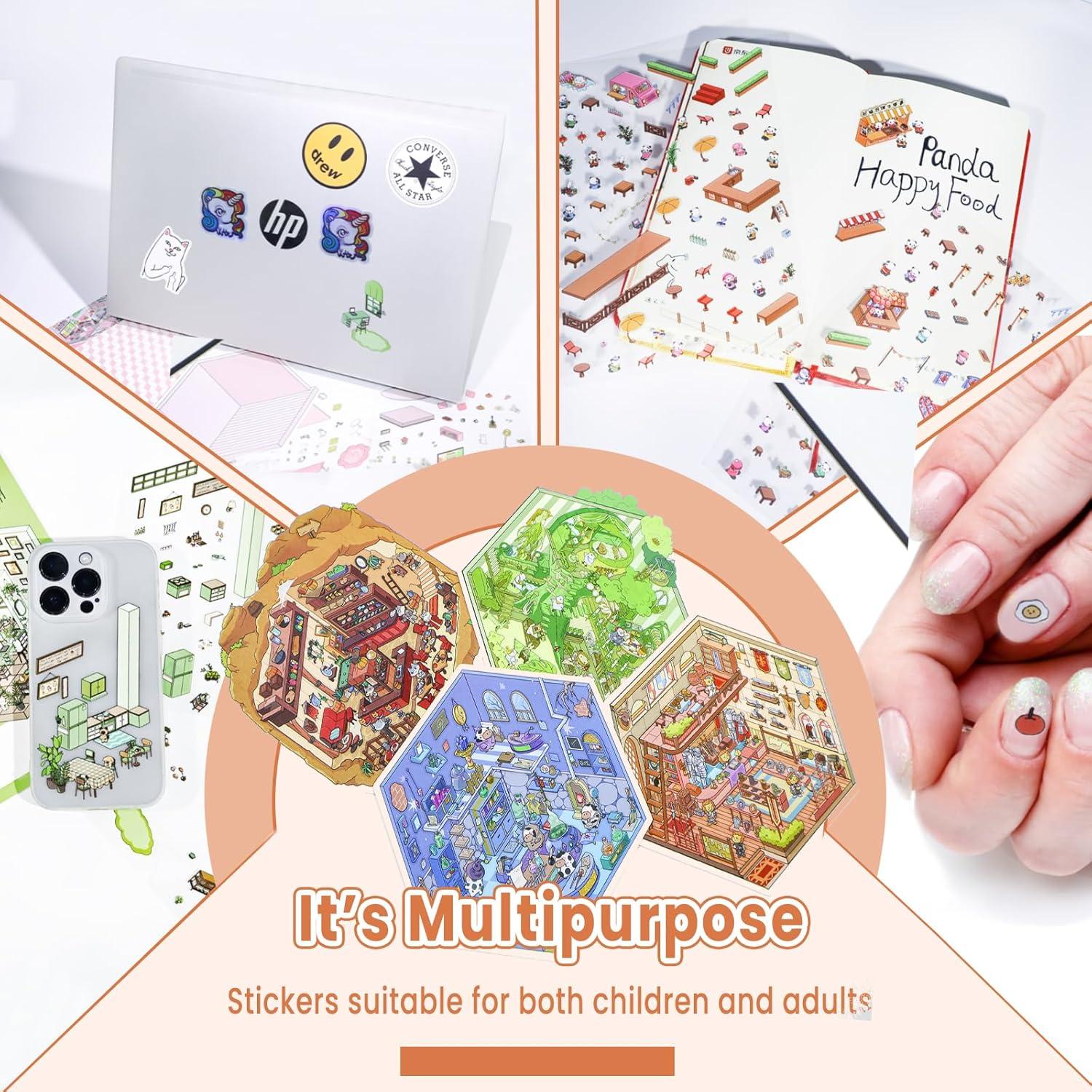 4 Sets Stickers 3D NiXianLinGo - Escenas Mágicas para Adultos y Niños
