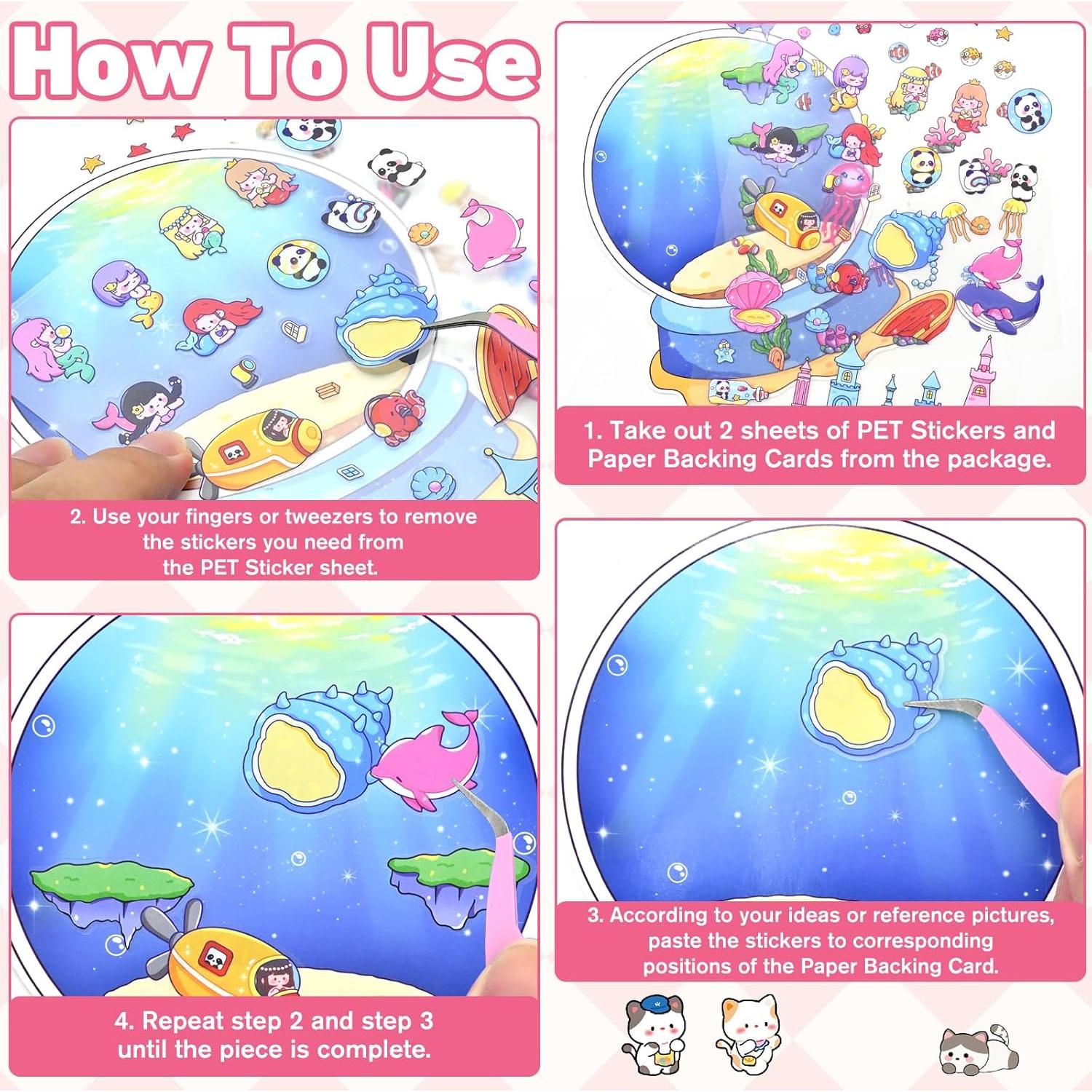 Set de 20 Stickers 3D Reutilizables Meafeng - Escenas Kawaii