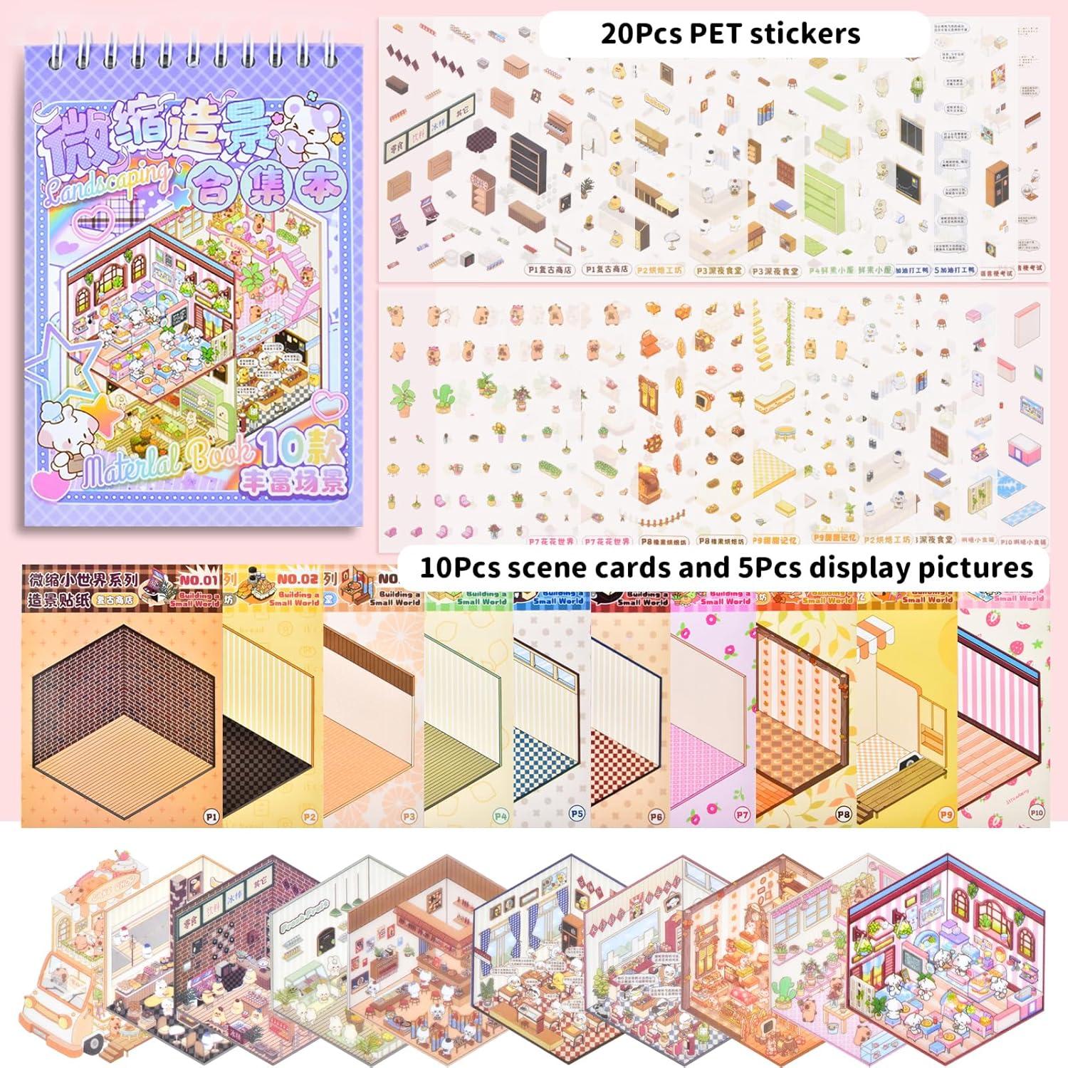 Libro de Stickers 3D DIY BROVITI - Mini Casa y Escenas Creativas