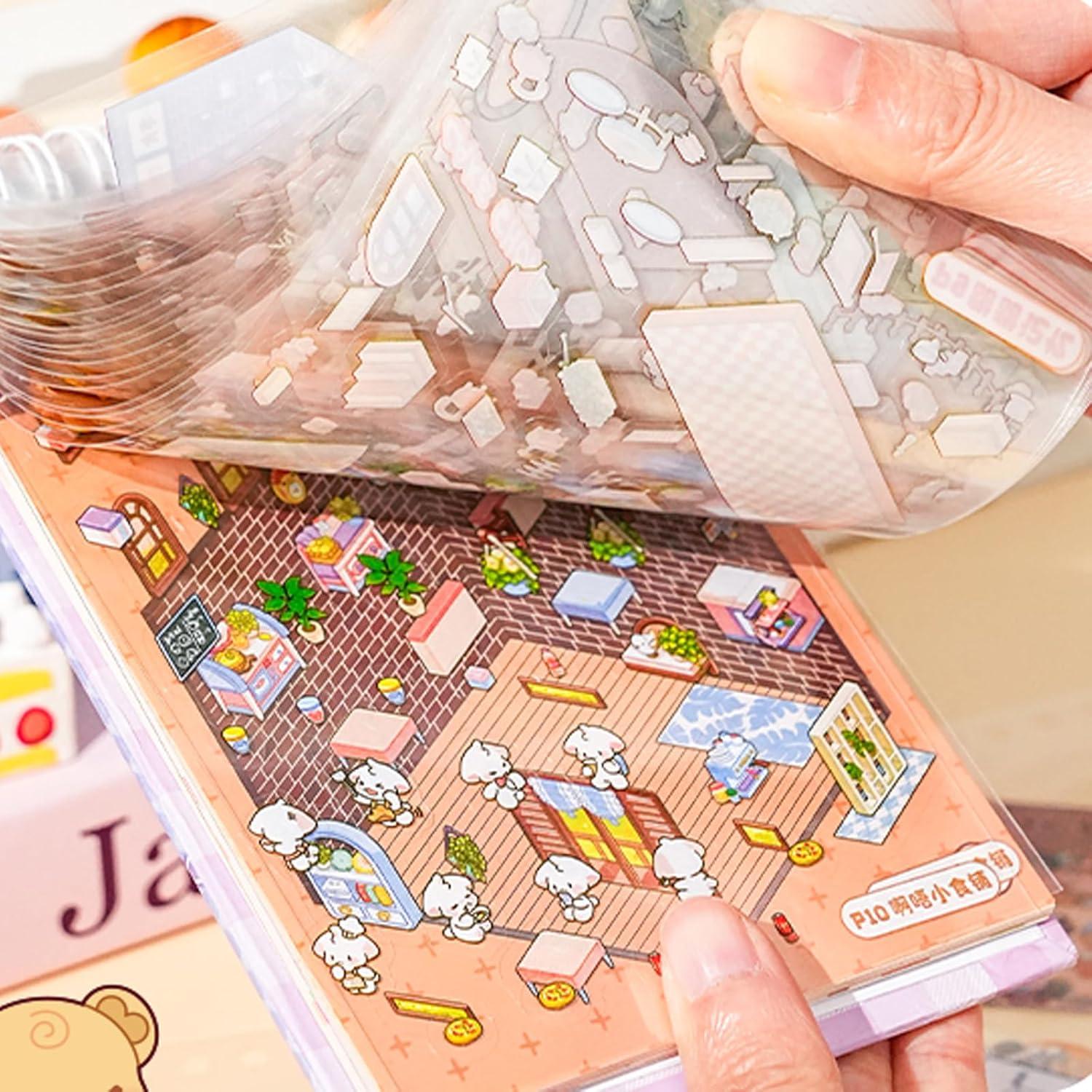 Libro de Stickers 3D DIY BROVITI - Mini Casa y Escenas Creativas