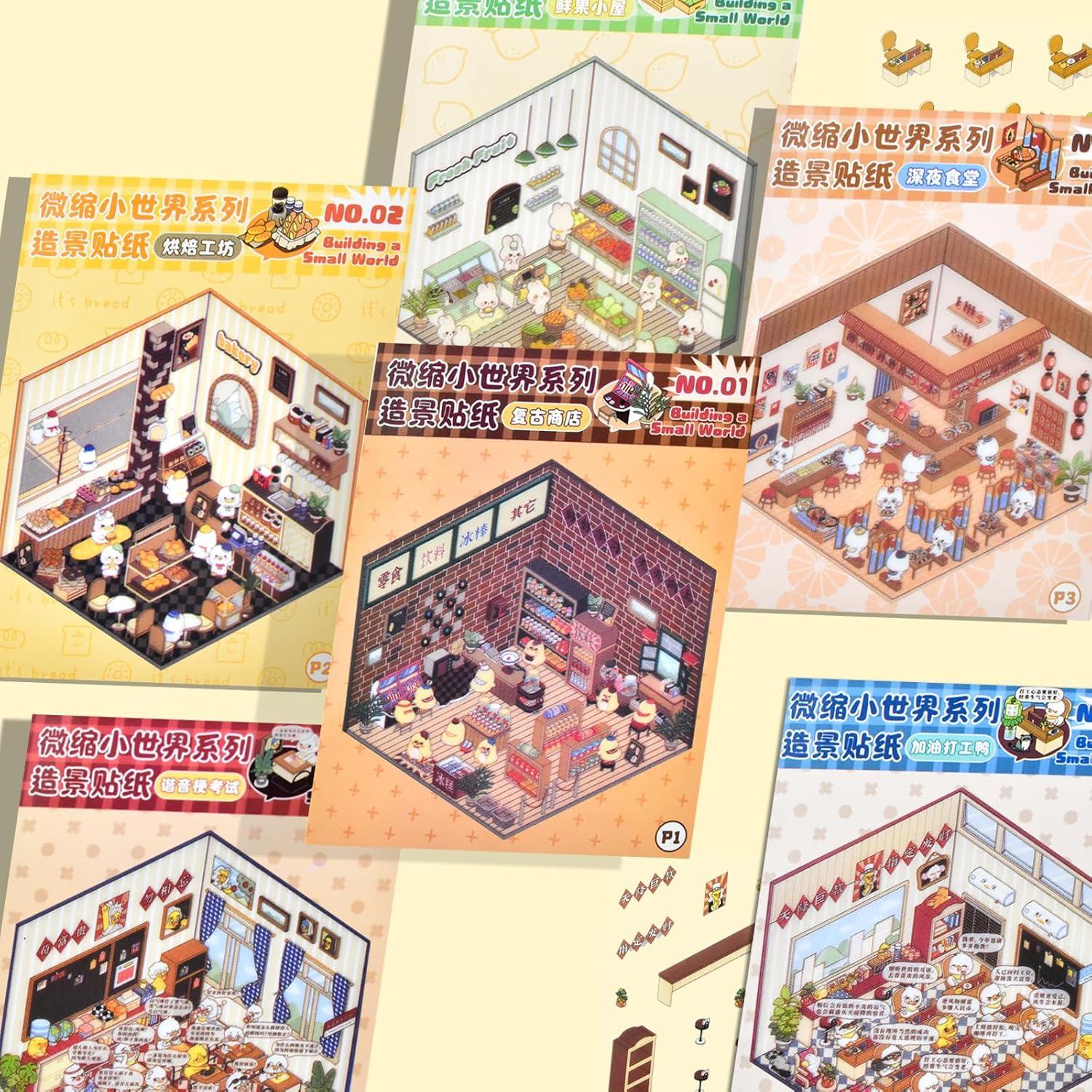 Libro de Stickers 3D DIY BROVITI - Mini Casa y Escenas Creativas