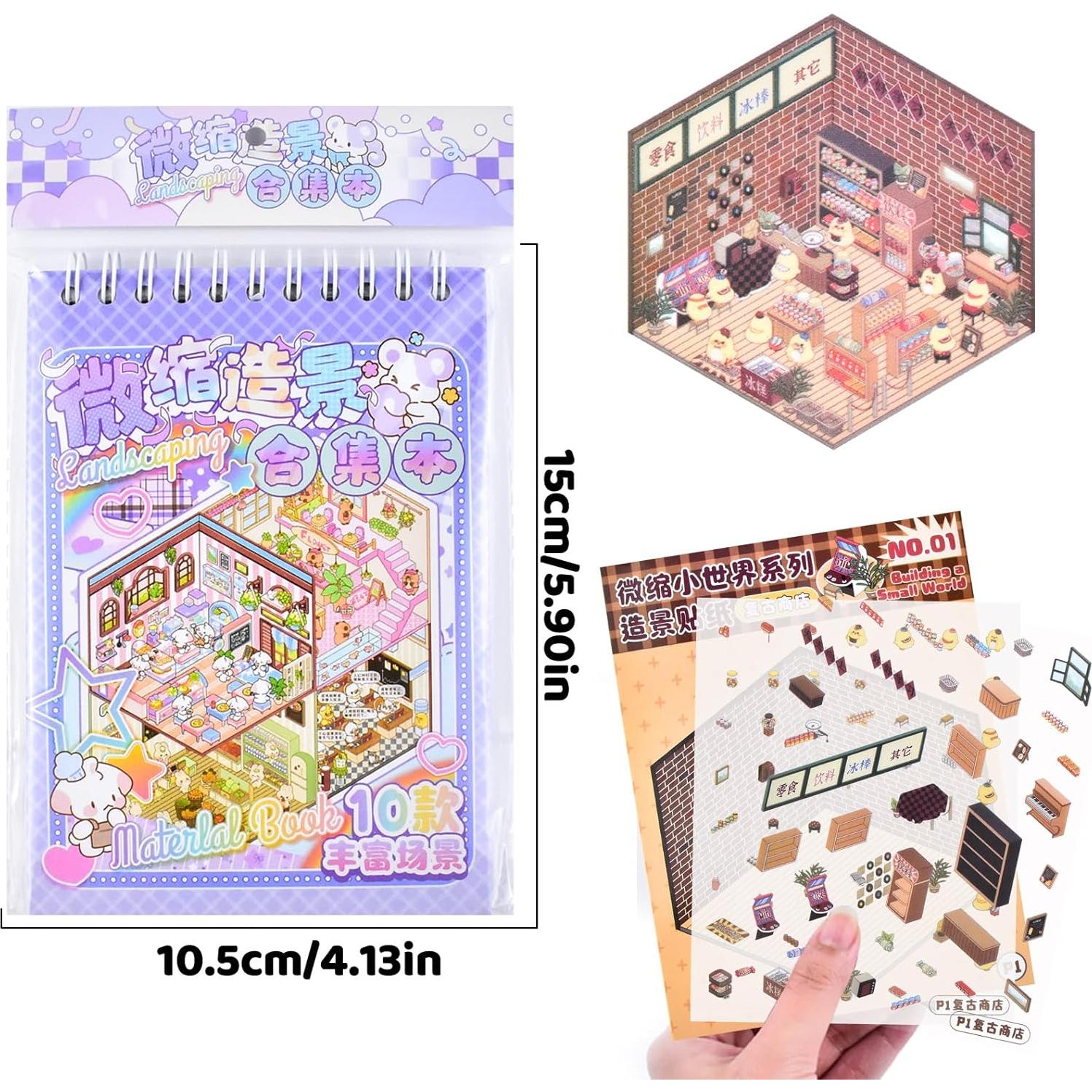 Libro de Stickers 3D DIY BROVITI - Mini Casa y Escenas Creativas