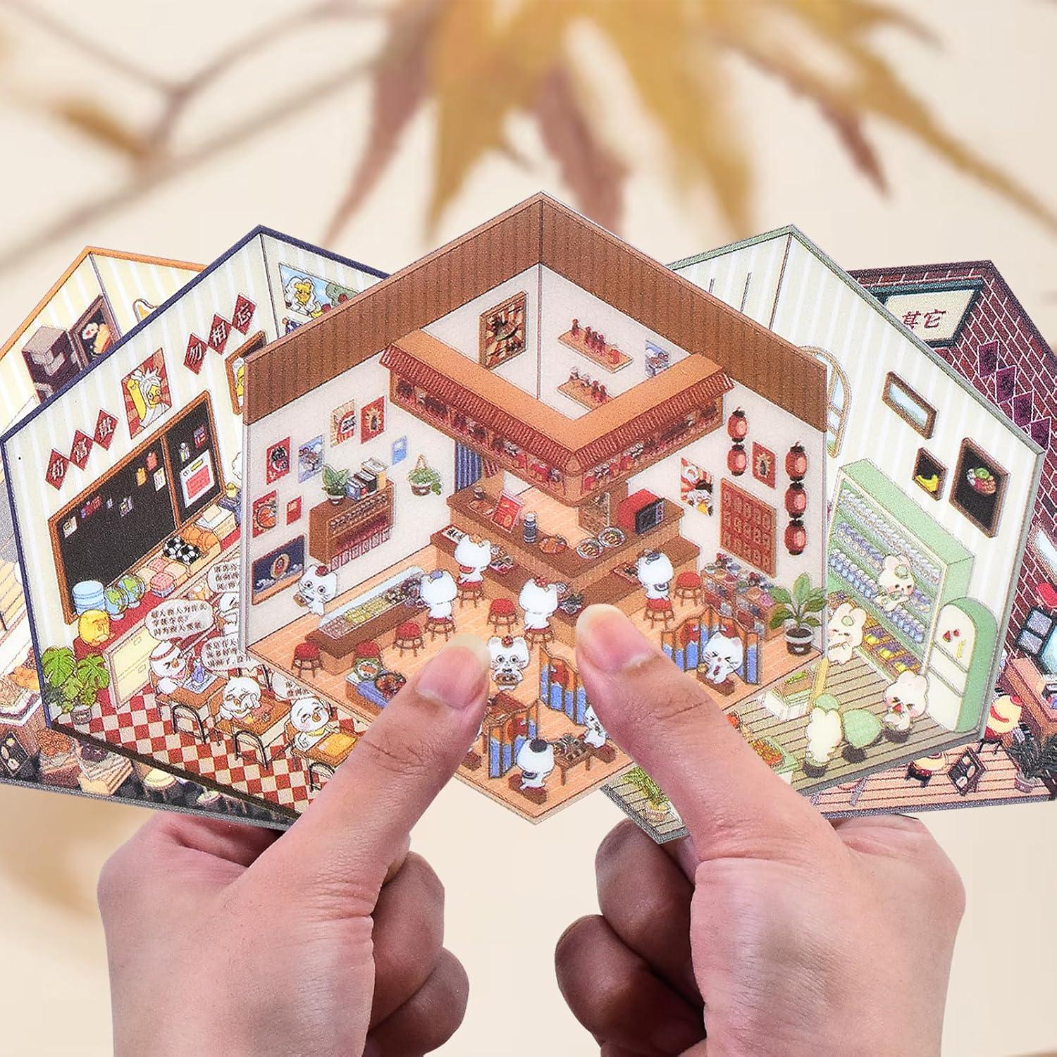 Libro de Stickers 3D DIY BROVITI - Mini Casa y Escenas Creativas