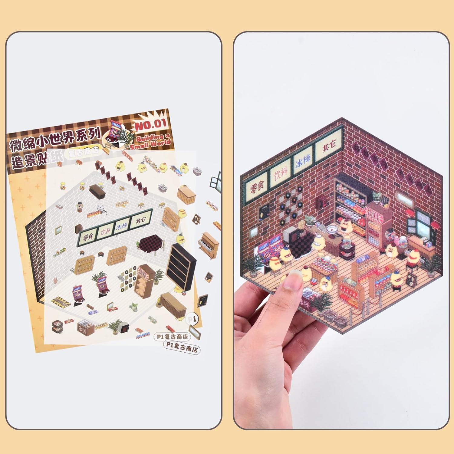 Libro de Stickers 3D DIY BROVITI - Mini Casa y Escenas Creativas