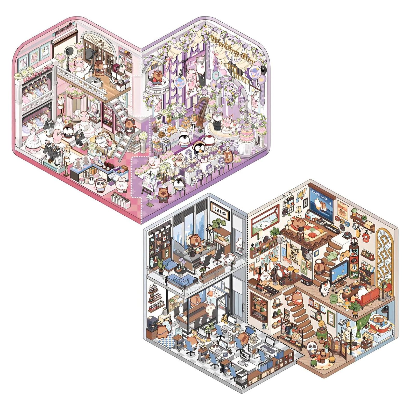 Conjunto de Stickers 3D DIY Funntech - Escenas de Caricatura