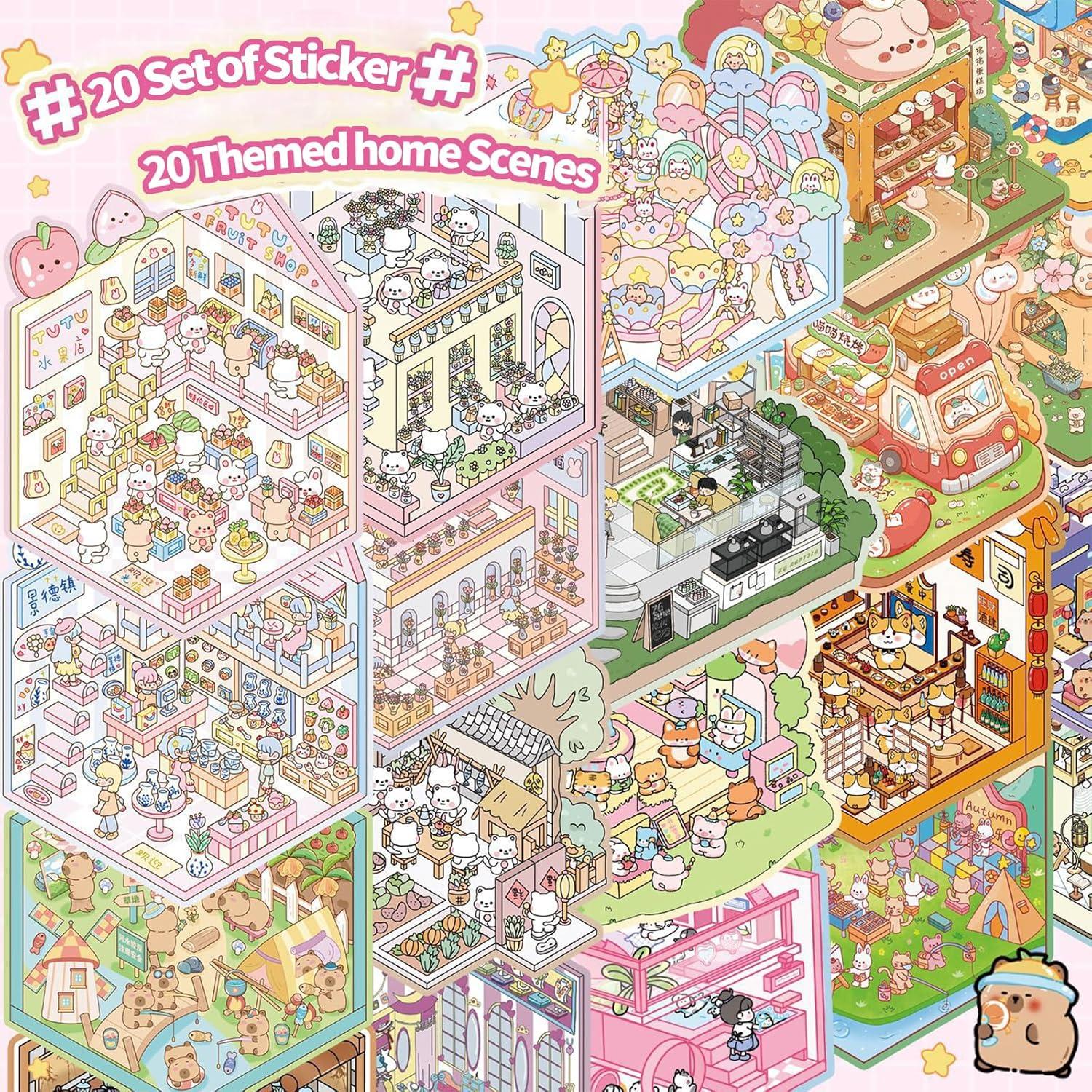 Escenas de Pegatinas 3D PEJATTN 20 Conjuntos Animales DIY