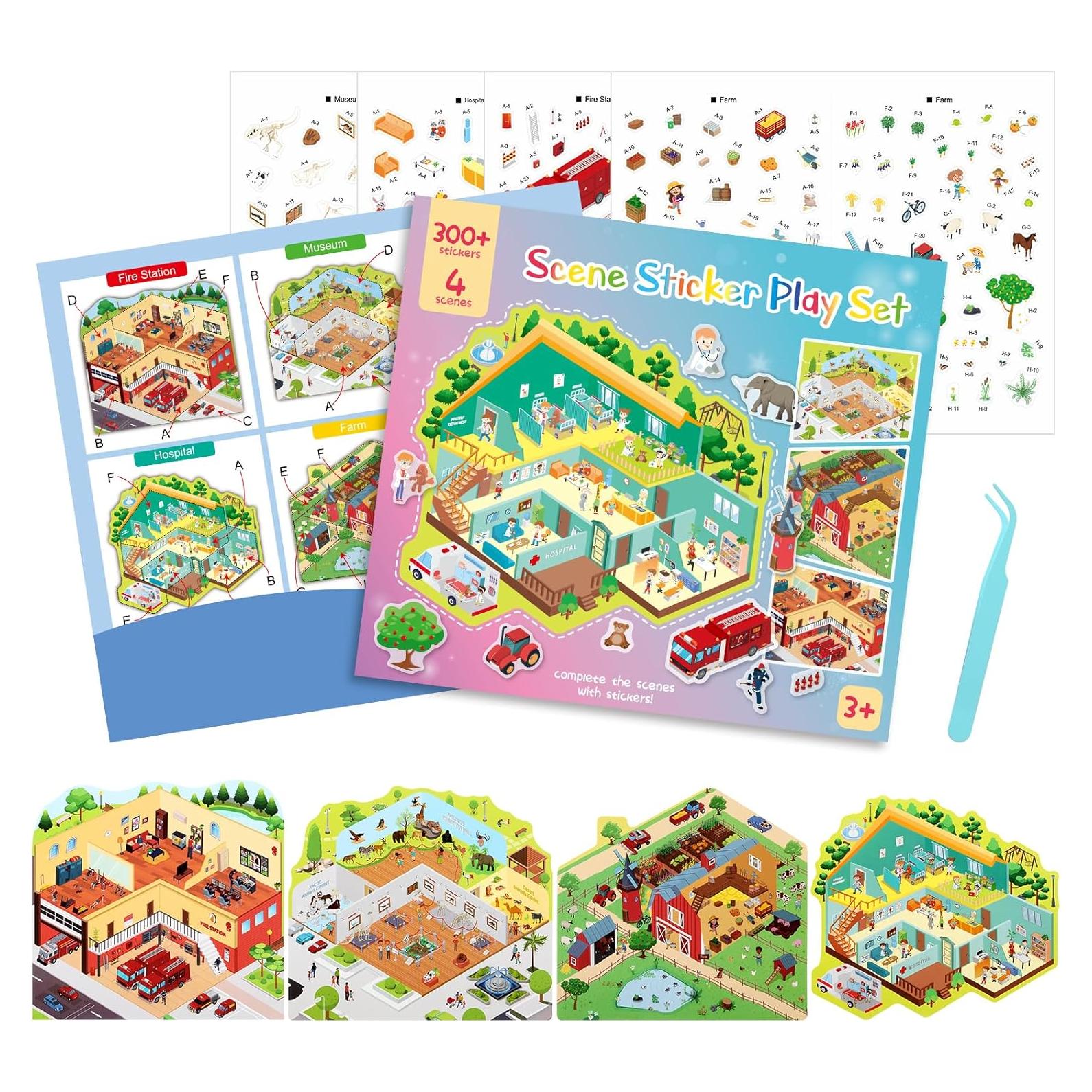 Juego de Stickers 3D Reutilizables Sawnfay - 300 Piezas