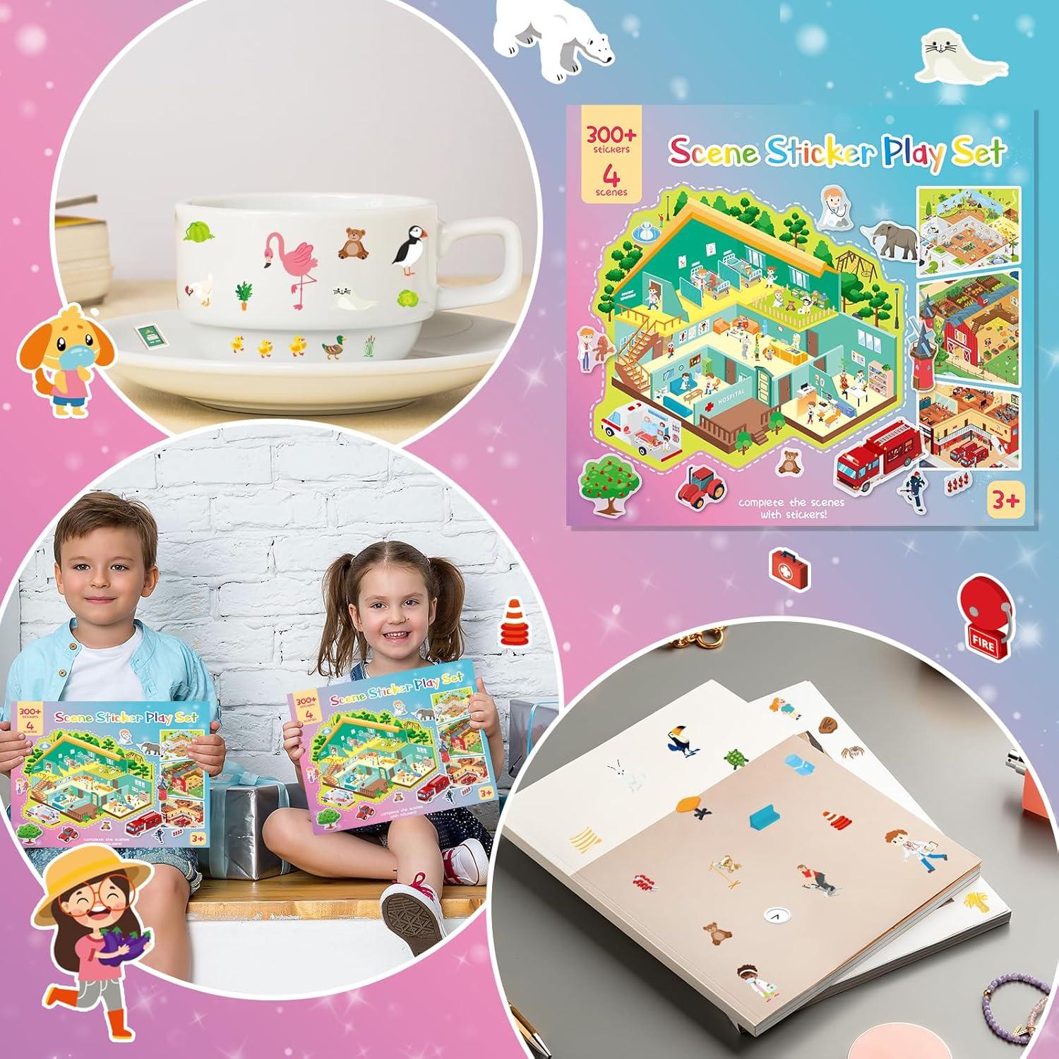 Juego de Stickers 3D Reutilizables Sawnfay - 300 Piezas