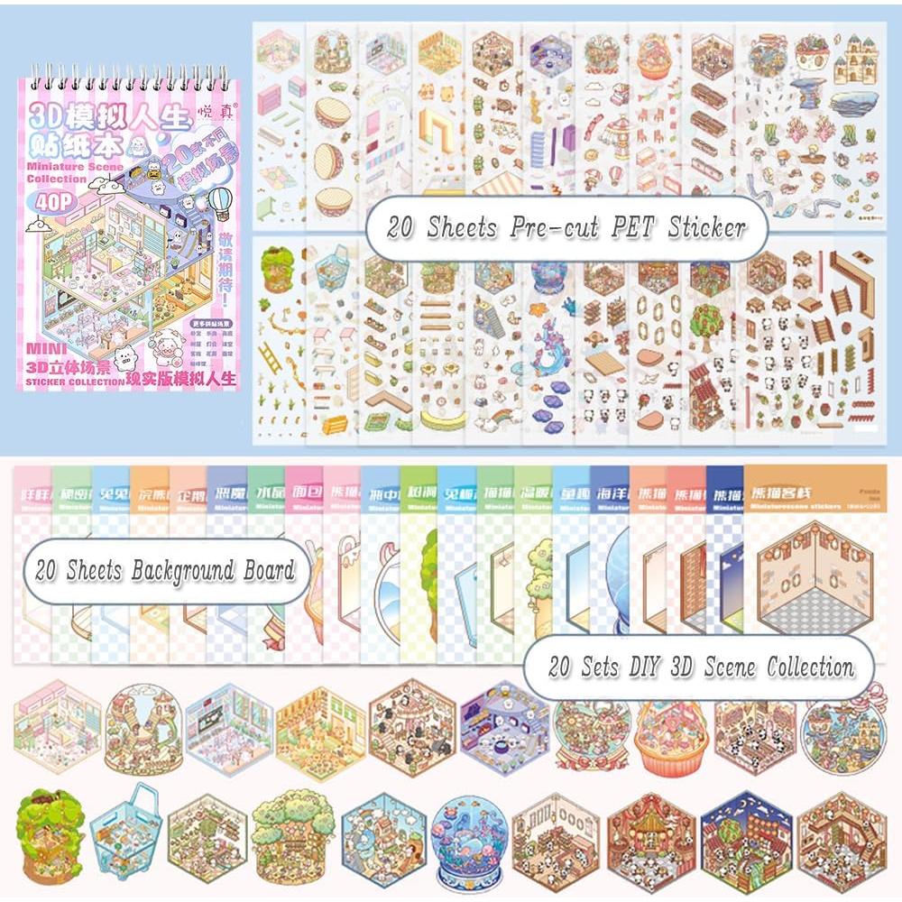 Kit de Manualidades Dwpetzo 3D - Libro de Stickers 20 Sets