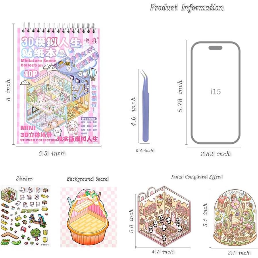 Kit de Manualidades Dwpetzo 3D - Libro de Stickers 20 Sets