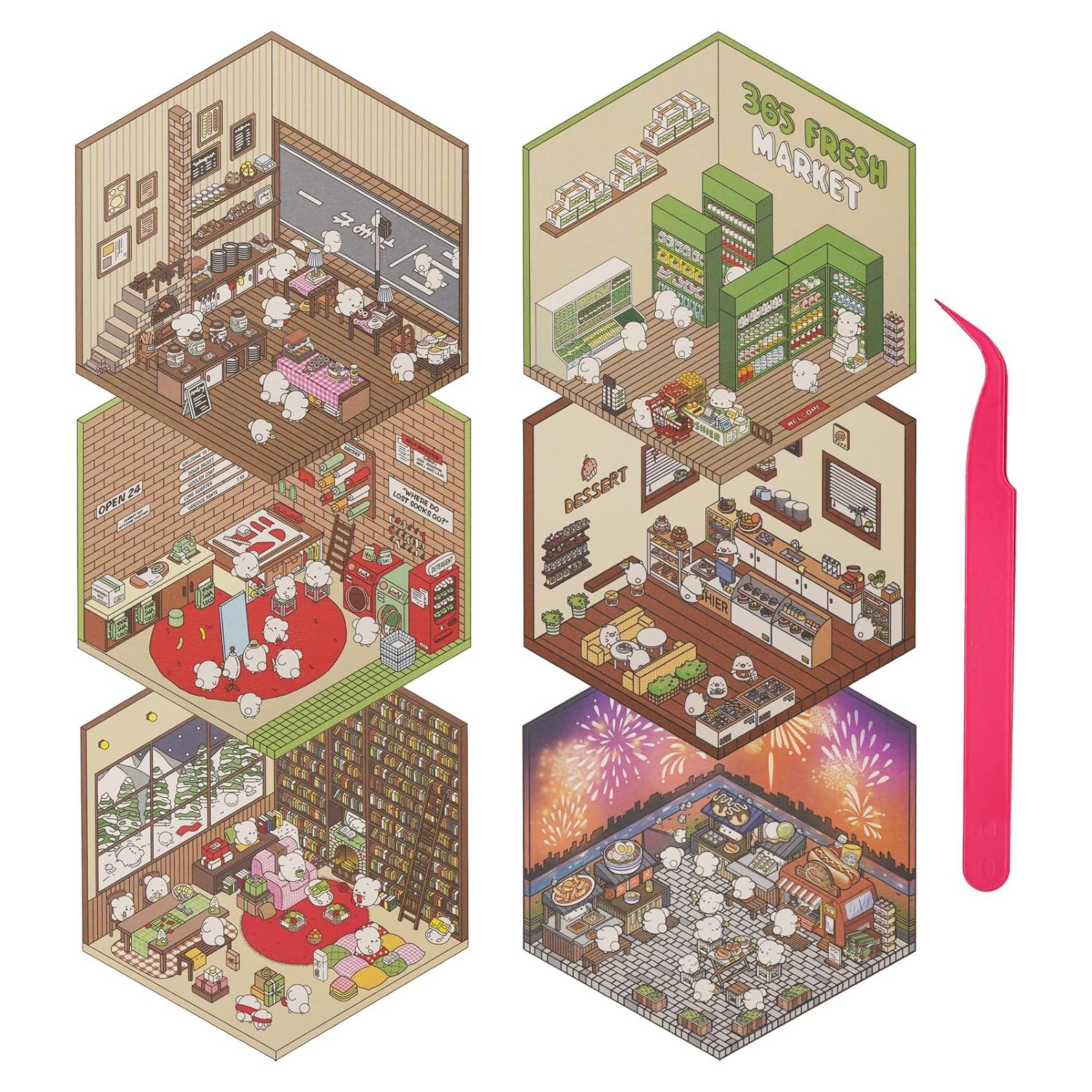 Set de Stickers 3D de Tienda nianpin - 6 Escenas Creativas