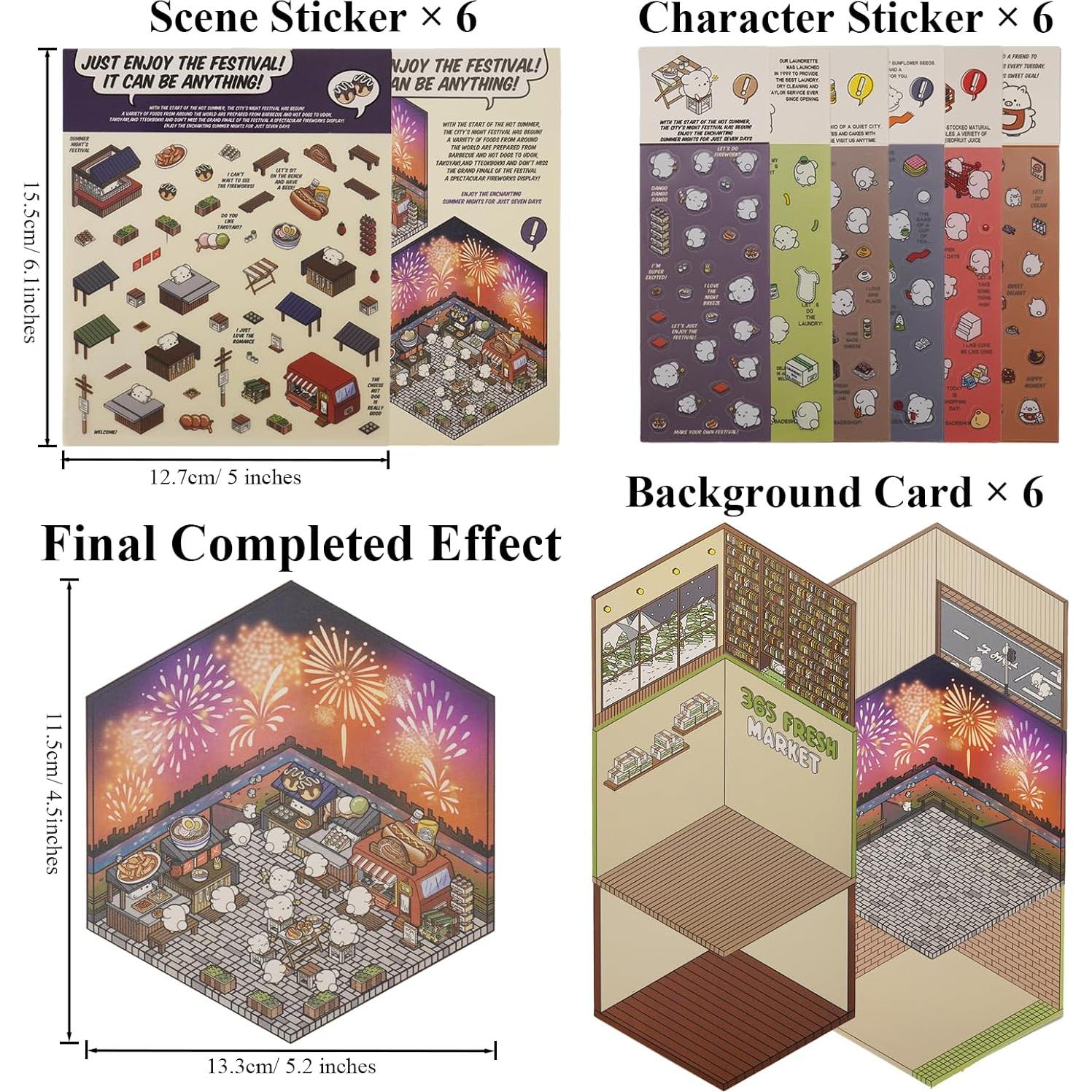 Set de Stickers 3D de Tienda nianpin - 6 Escenas Creativas