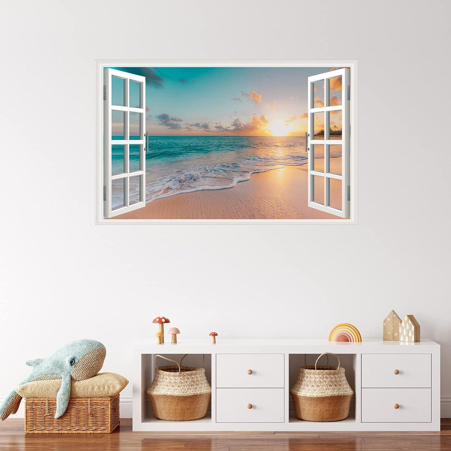 Calcomanía de Pared Erllsino Playa Oceánica 70x43 cm