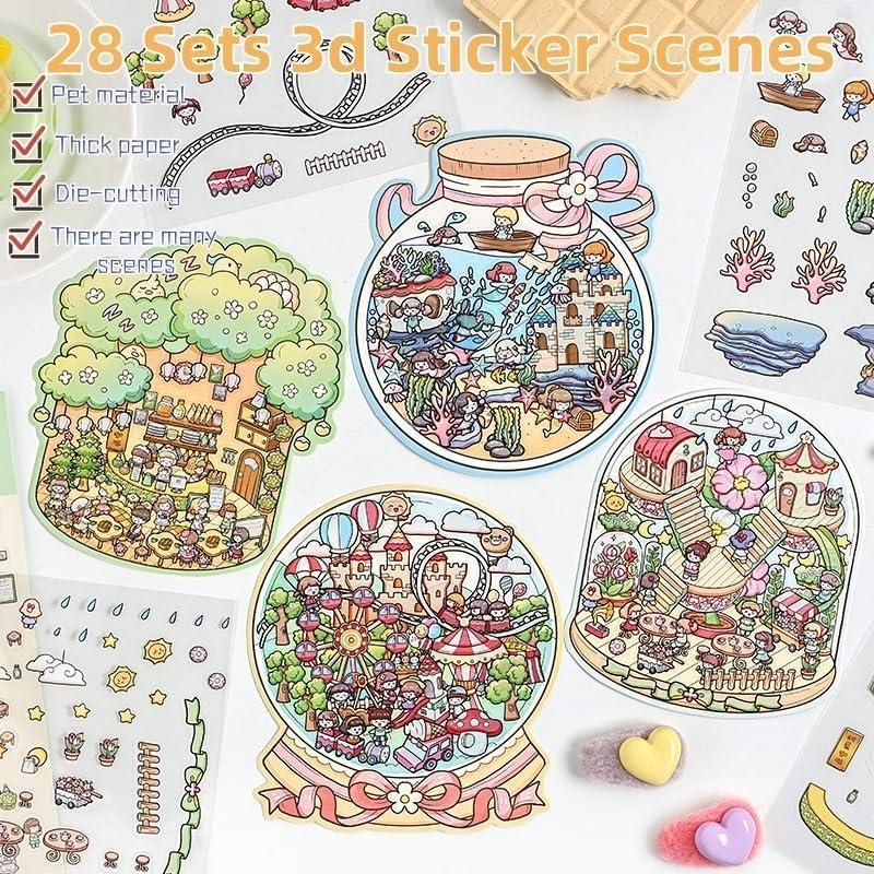 28 Juegos de Pegatinas 3D DIY Affoto para Manualidades