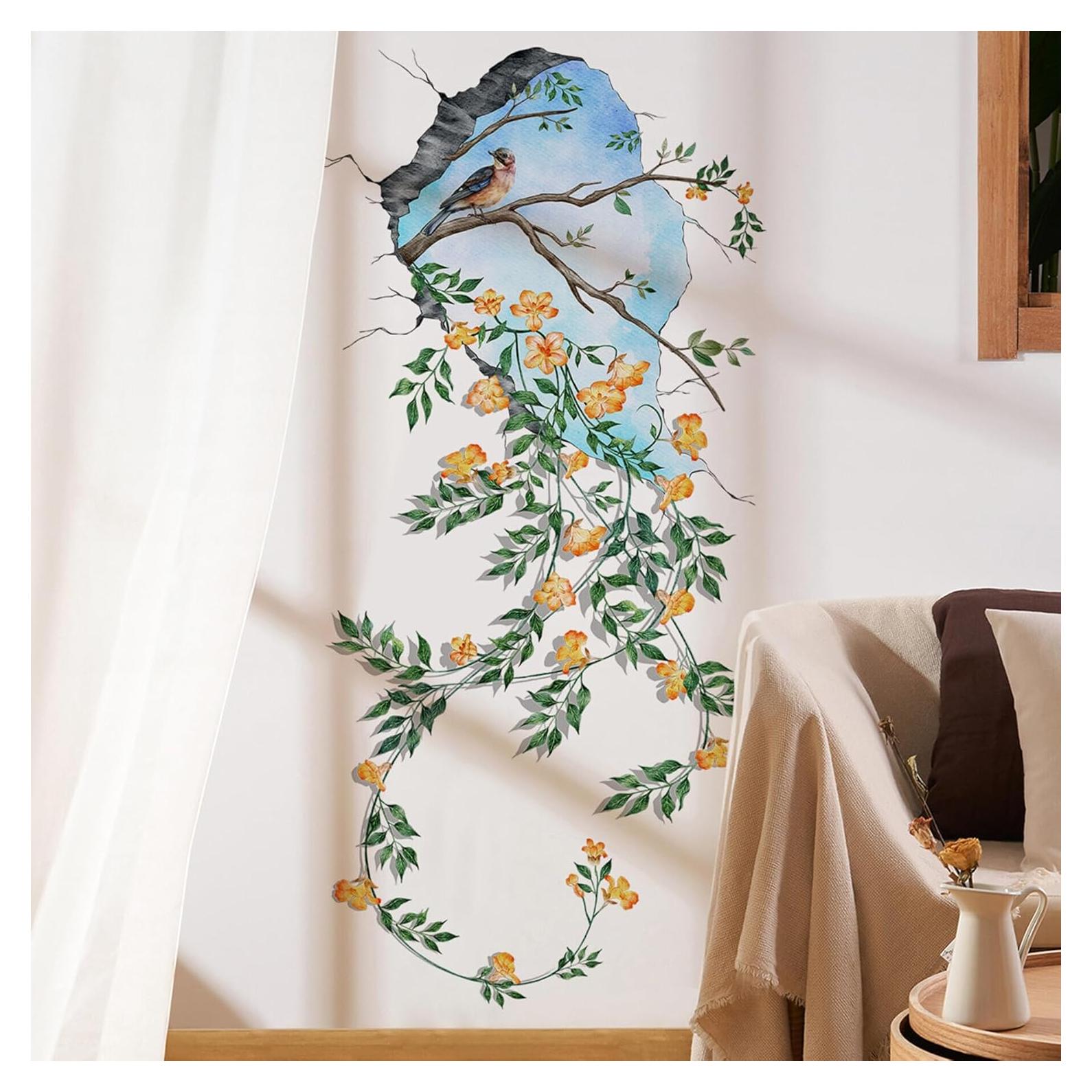 Calcomanías de Pared 3D Florales SWORNA - 2 Piezas XL