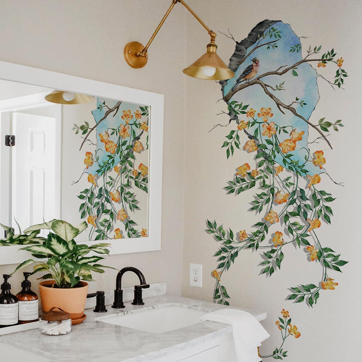 Calcomanías de Pared 3D Florales SWORNA - 2 Piezas XL