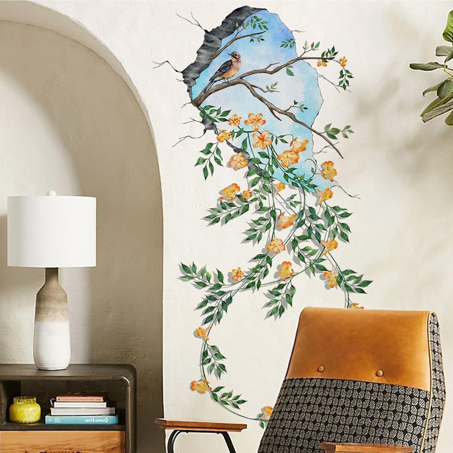 Calcomanías de Pared 3D Florales SWORNA - 2 Piezas XL