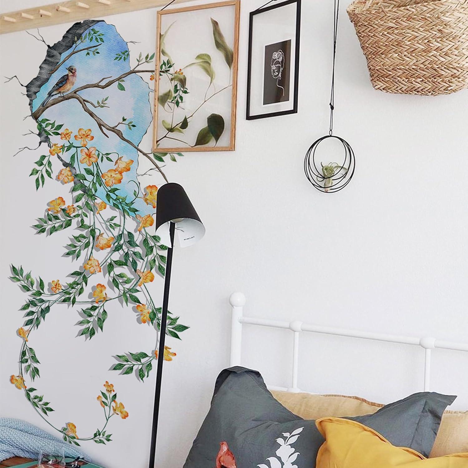 Calcomanías de Pared 3D Florales SWORNA - 2 Piezas XL