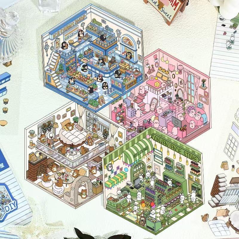 Paquete de 4 Pegatinas 3D DIY Genérico - Calcomanías Caricatura