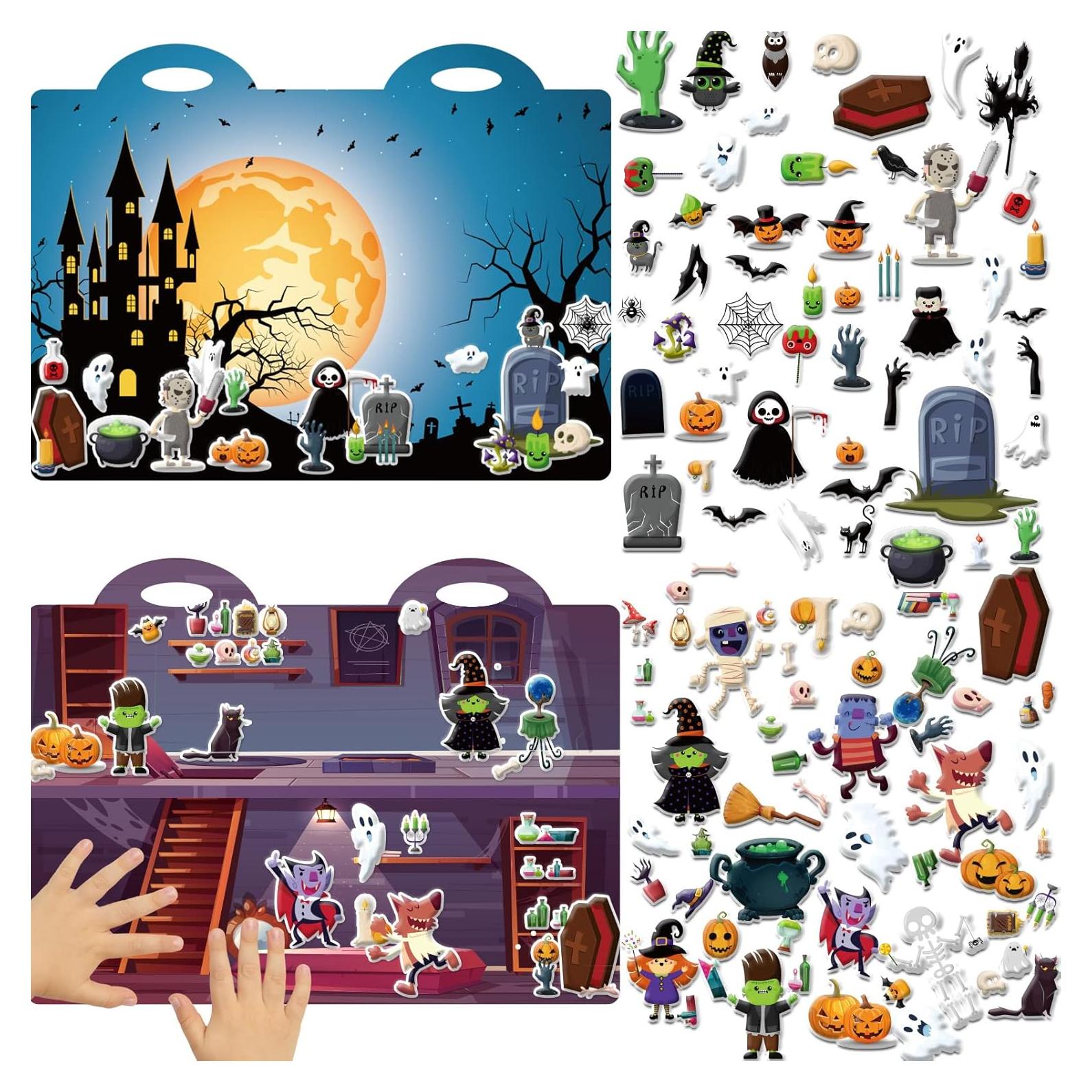 Juego de Stickers 3D Puffy Halloween WIFUNUE 100 Piezas Reutilizables
