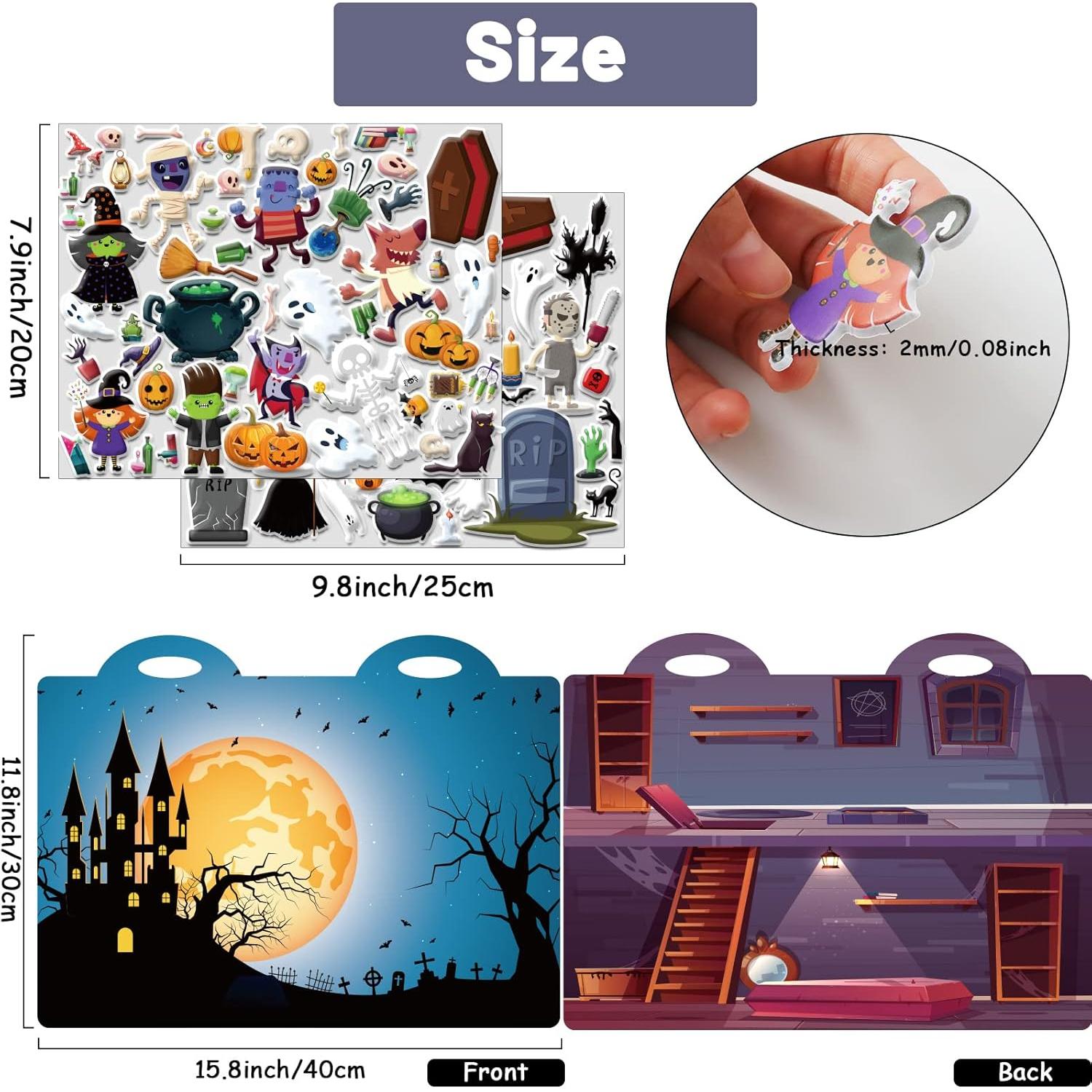 Juego de Stickers 3D Puffy Halloween WIFUNUE 100 Piezas Reutilizables