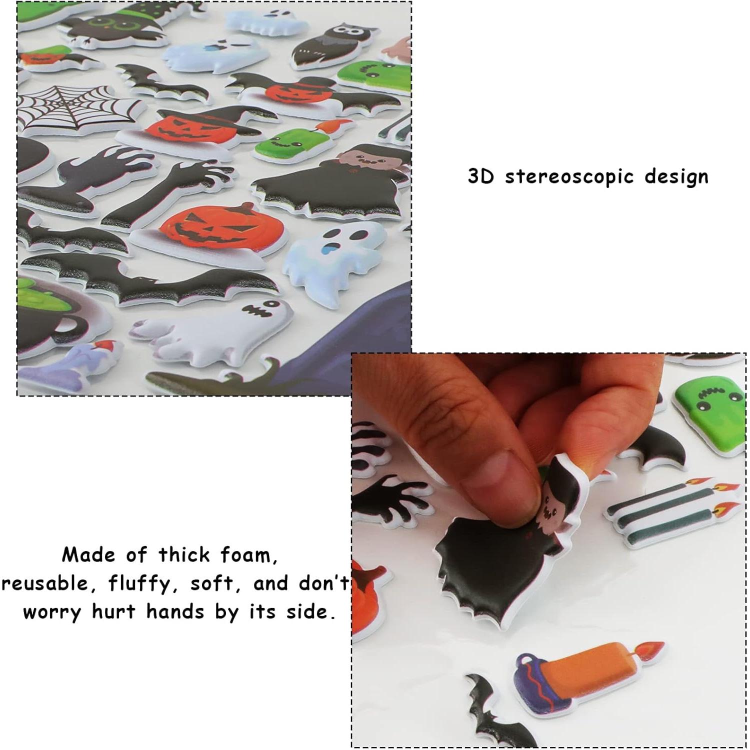 Juego de Stickers 3D Puffy Halloween WIFUNUE 100 Piezas Reutilizables