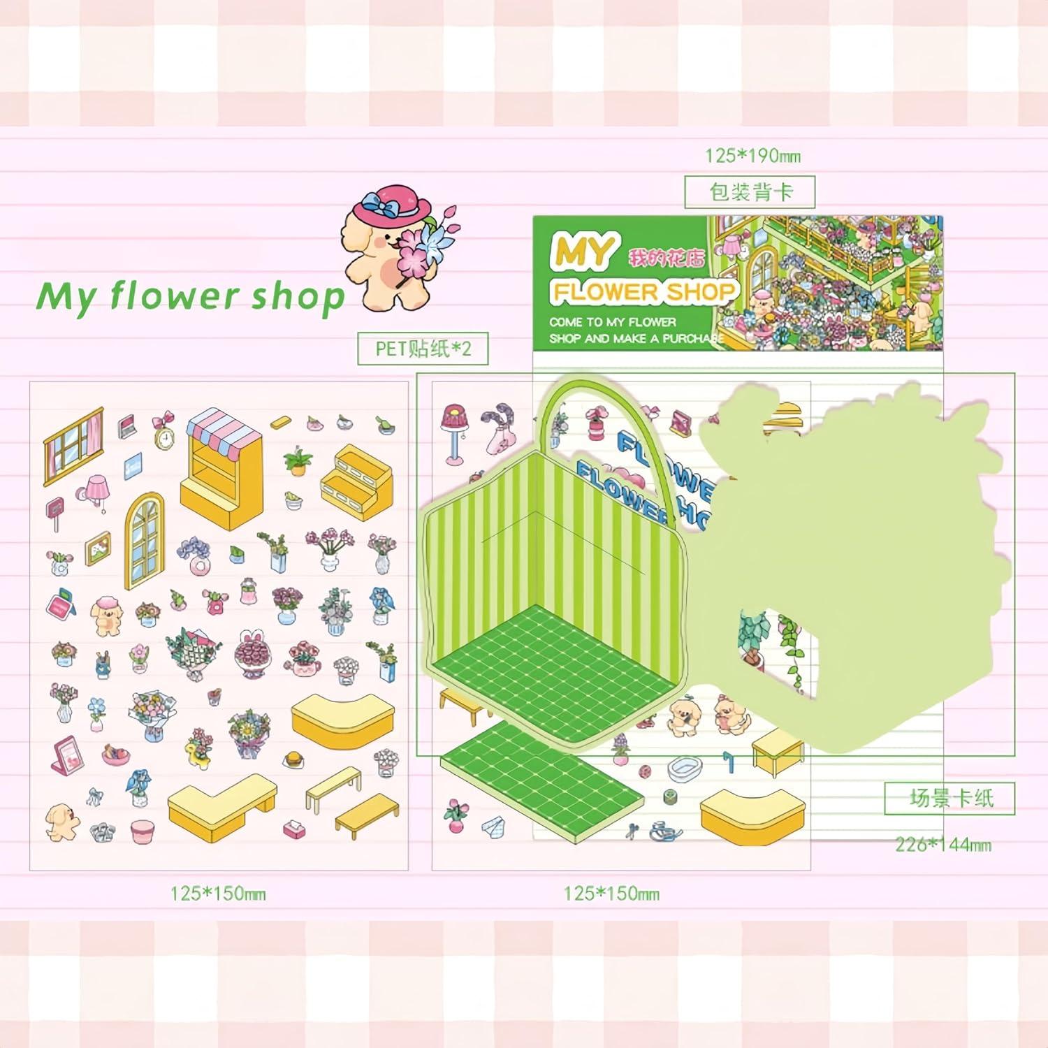 Libro de Stickers 3D Kawaii - 4 Escenas Reutilizables para Niños y Adultos